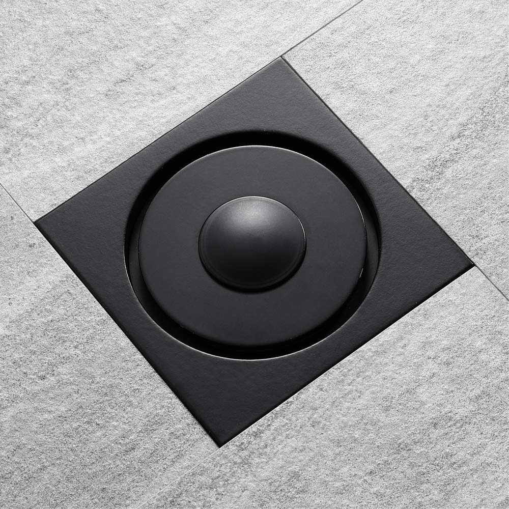 Drain de sol carré noir pour douche italienne et balcon
