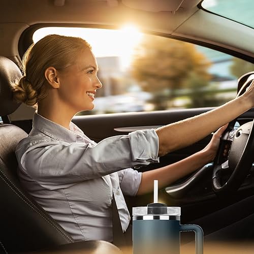 Miniatura 6 de 2 tapas de repuesto para vaso Stanley Cup de 40 onzas, tapas de repuesto resistentes a derrames, fundas transparentes para vasos Stanley Cup (blanco)