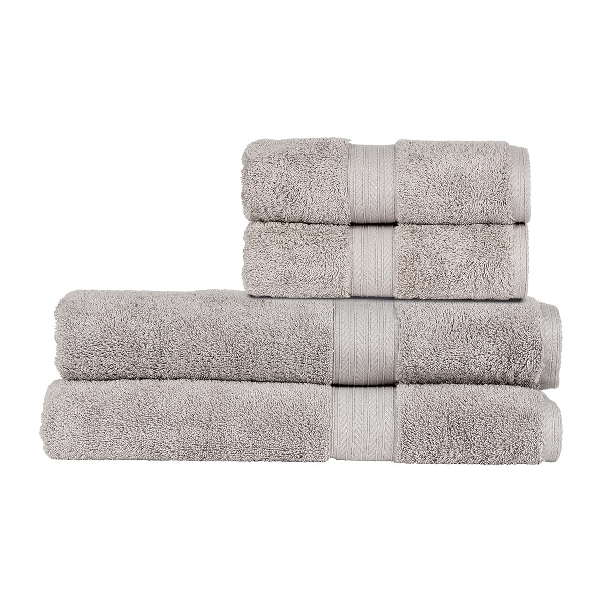 Christy Renaissance 4 Piece Bath Sheet Set | Dove Grey | 100% Egyptian Cotton Pile | Luxuriously Soft and Super Absorbent | 675 GSM | 2 Bath Sheets 2 Hand Towels