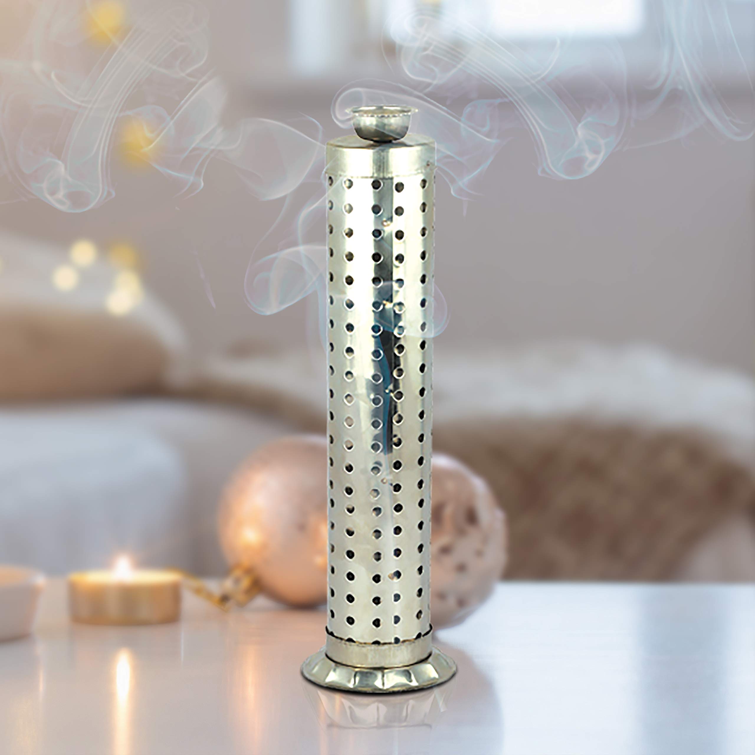 Nitya Stainless Steel Agarbatti Stand for Puja |Incense Stick Holder with Ash Catcher|Stainless Steel Incense Burner