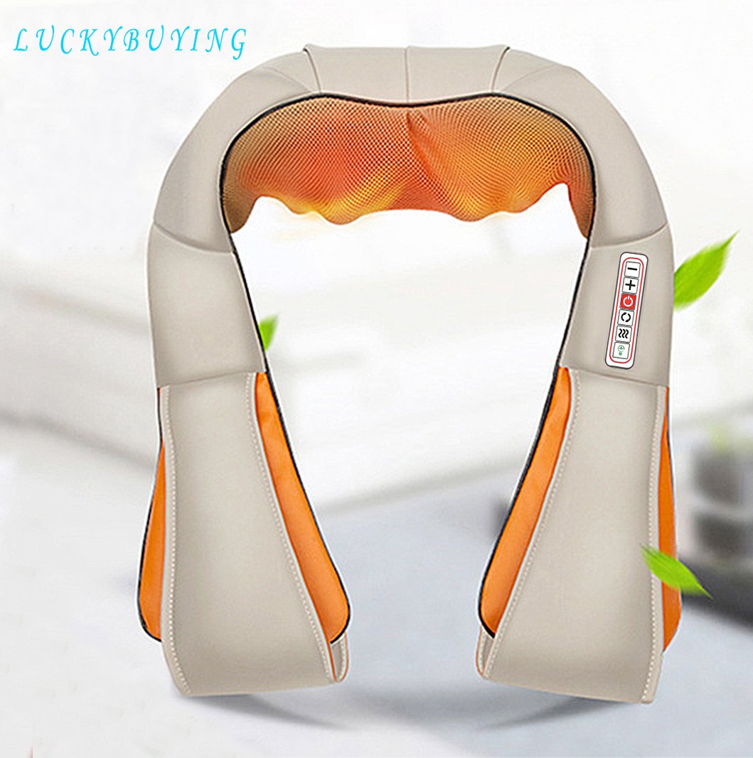 Neck and Shoulder Massager Deep Shiatsu Technology with Heat, Car/Office Chair Massager, Neck, Shoulder, Back AMQ-08 （white）