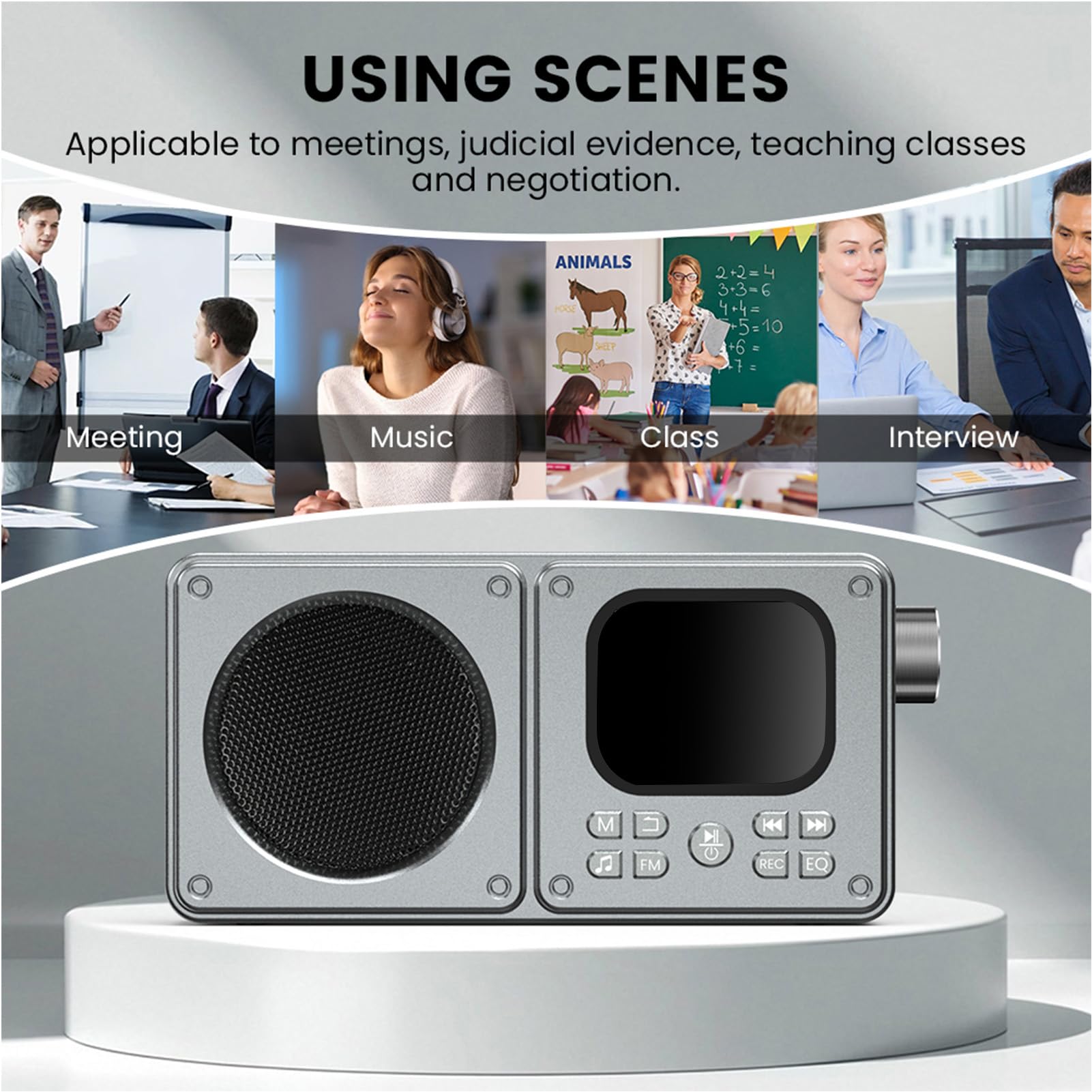 Annadue Radio FM Bluetooth Portátil para Viajes Al Aire Libre, Hogar, Pantalla de 2,01 Pulgadas, Reproductor de Música Bluetooth con Altavoz de Graves, Grabadora para Viajeros, En (64G)