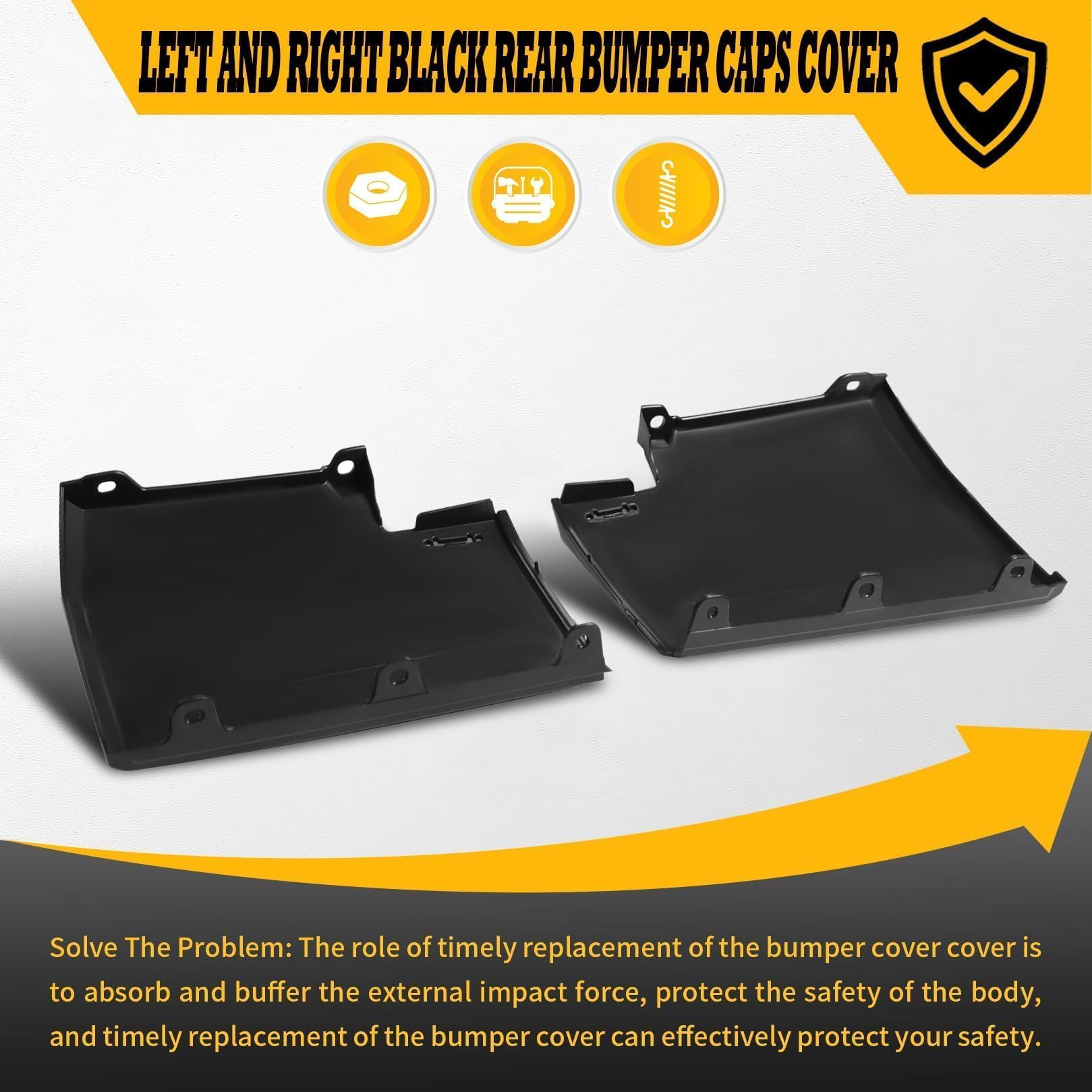 Amazon.com: Jecoupoon Pair Black Rear Bumper End Cap Compatible