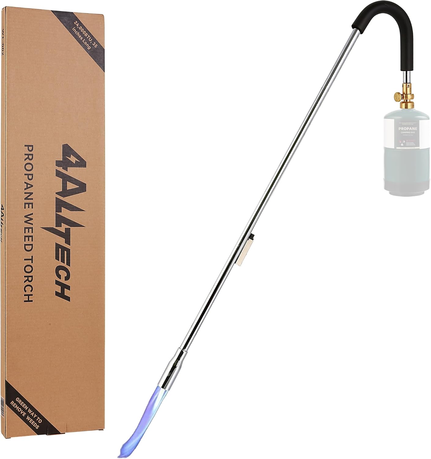 Weed Torch Propane Burner, 50,000 BTU, 35" Long Arm, Self