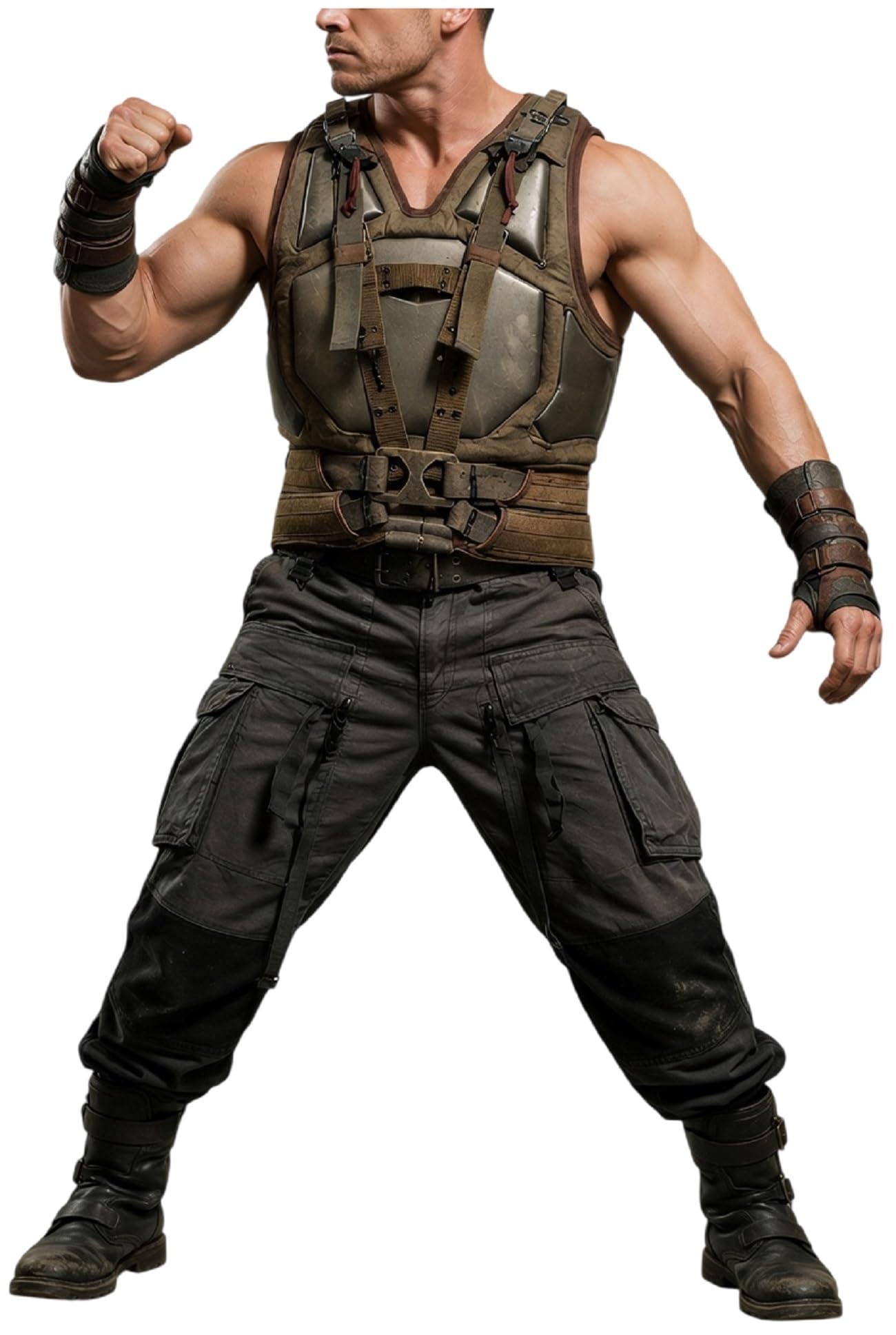 Gilet da uomo in stile militare scuro, ispirato al famoso film Bane Knight, costume gotico
