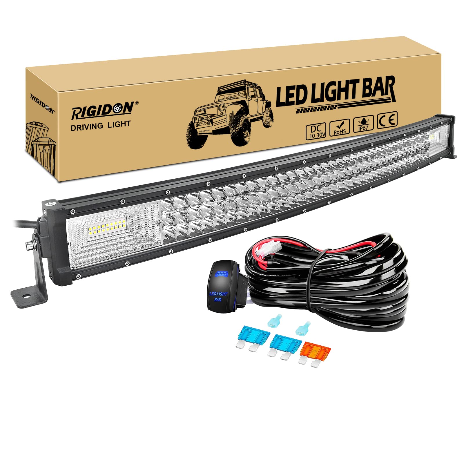Amazon | RIGIDON 作業灯 カーブ ledライトバー 車 32インチ 405W