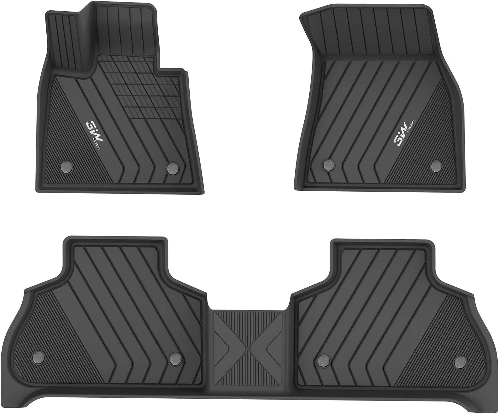 3W Floor Mats Fit for BMW X7 7 Seats 2019-2024 2025 TPE All Weather Custom Fit Floor Liner for BMW X7 7 Passengers 1st & 2nd Row Full Set Car Liners Black