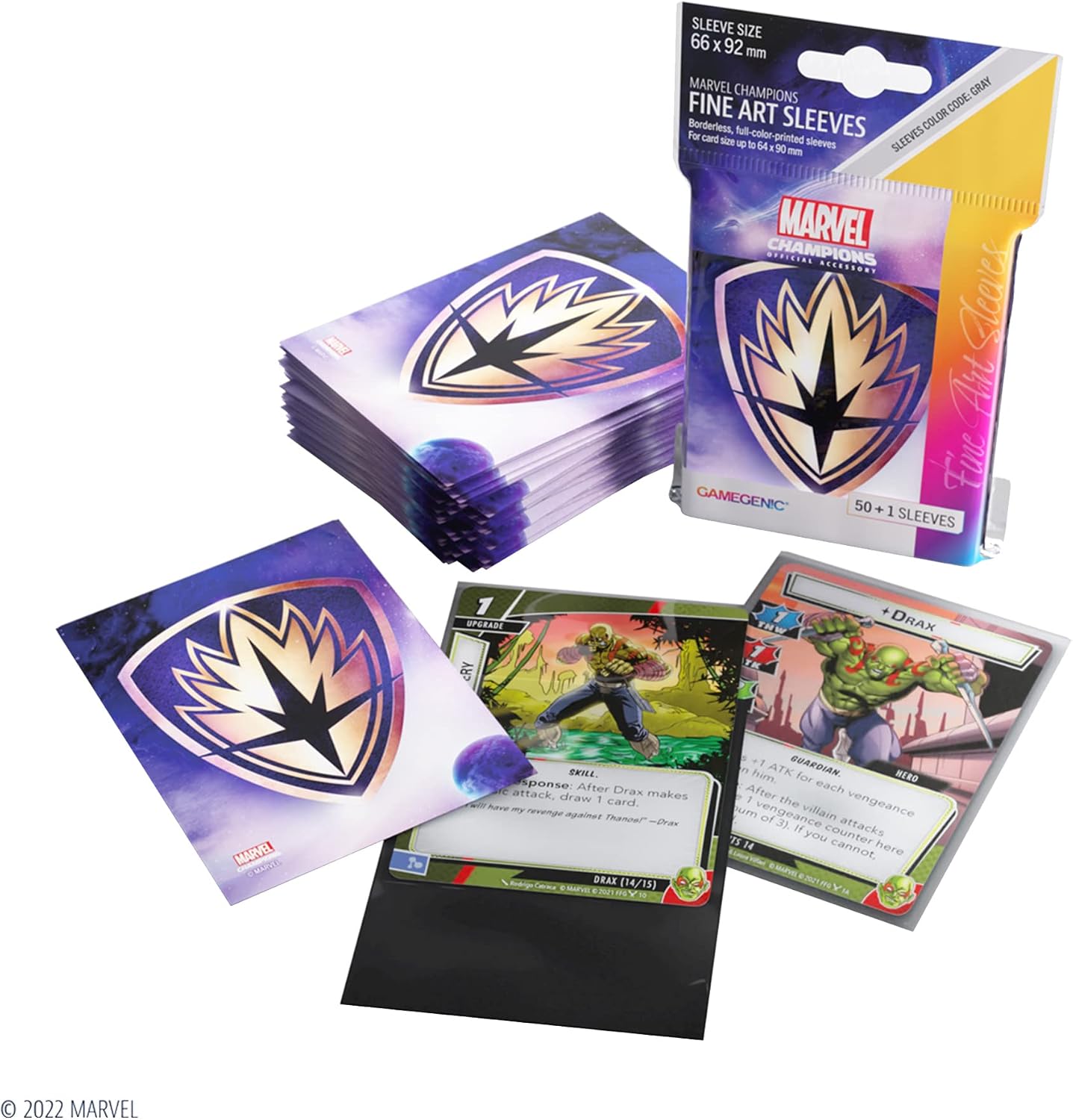Gamegenic Marvel Champions The Card Game Official Guardians of The Galaxy Logo Fine Art Sleeves | Pack of 50 Art Sleeves + 1 Clear Sleeve | Card Holder for TCG & LCGs | Made by Fantasy Flight Games