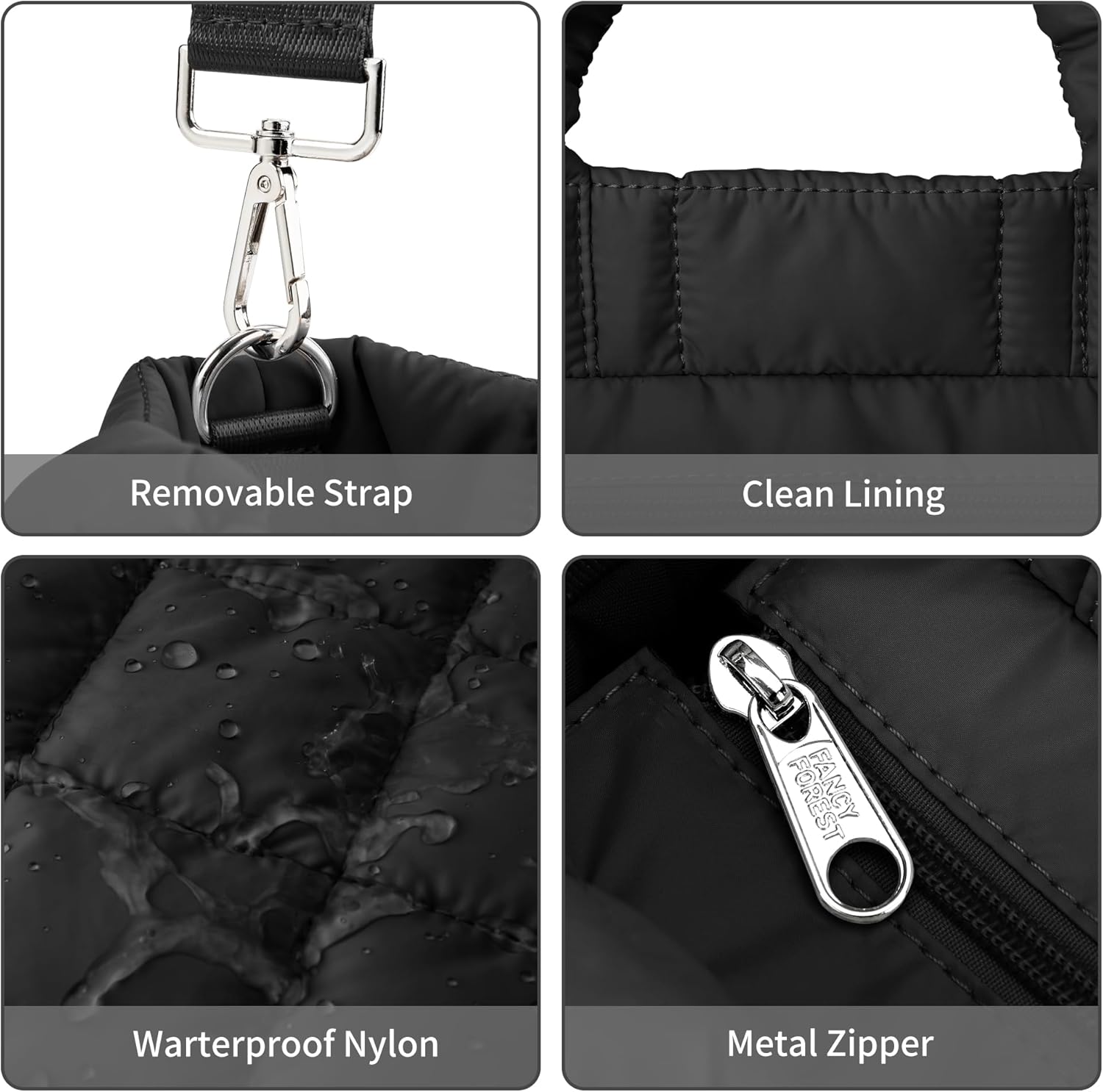 KALIDI Quilted Tote Bag Small Puffer Crossbody Bag for Women Lightweight Nylon Puffy Shoulder Handbag with Adjustable Strap - Image 6