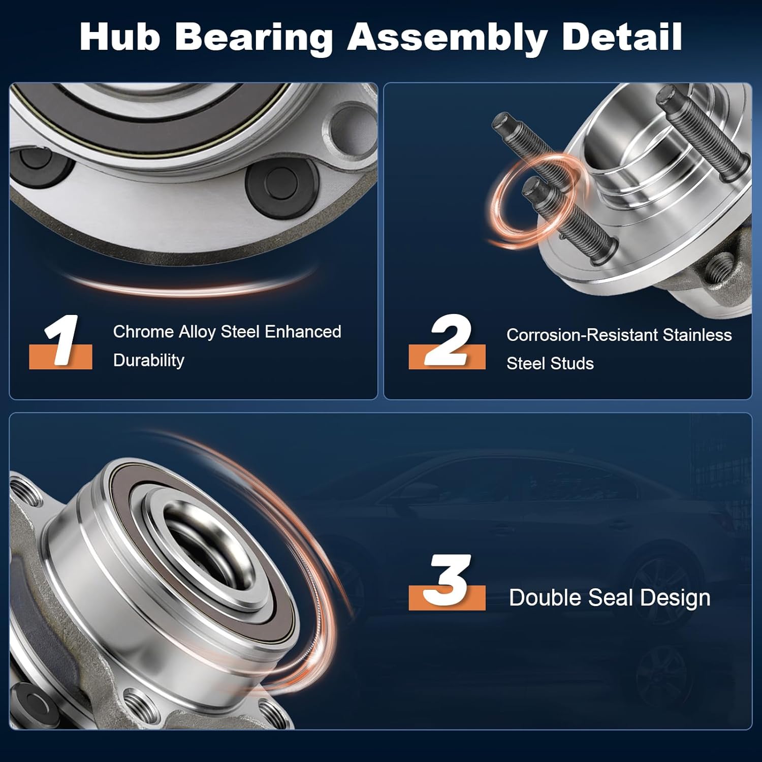 512460 Front or Rear Wheel Bearing Hub Assembly Compatible with Ford 2011-2019 Explorer, Front or Rear Side, 2013-2019 Police Interceptor Utility, Front or Rear Side with 5-Lug ABS HA590446