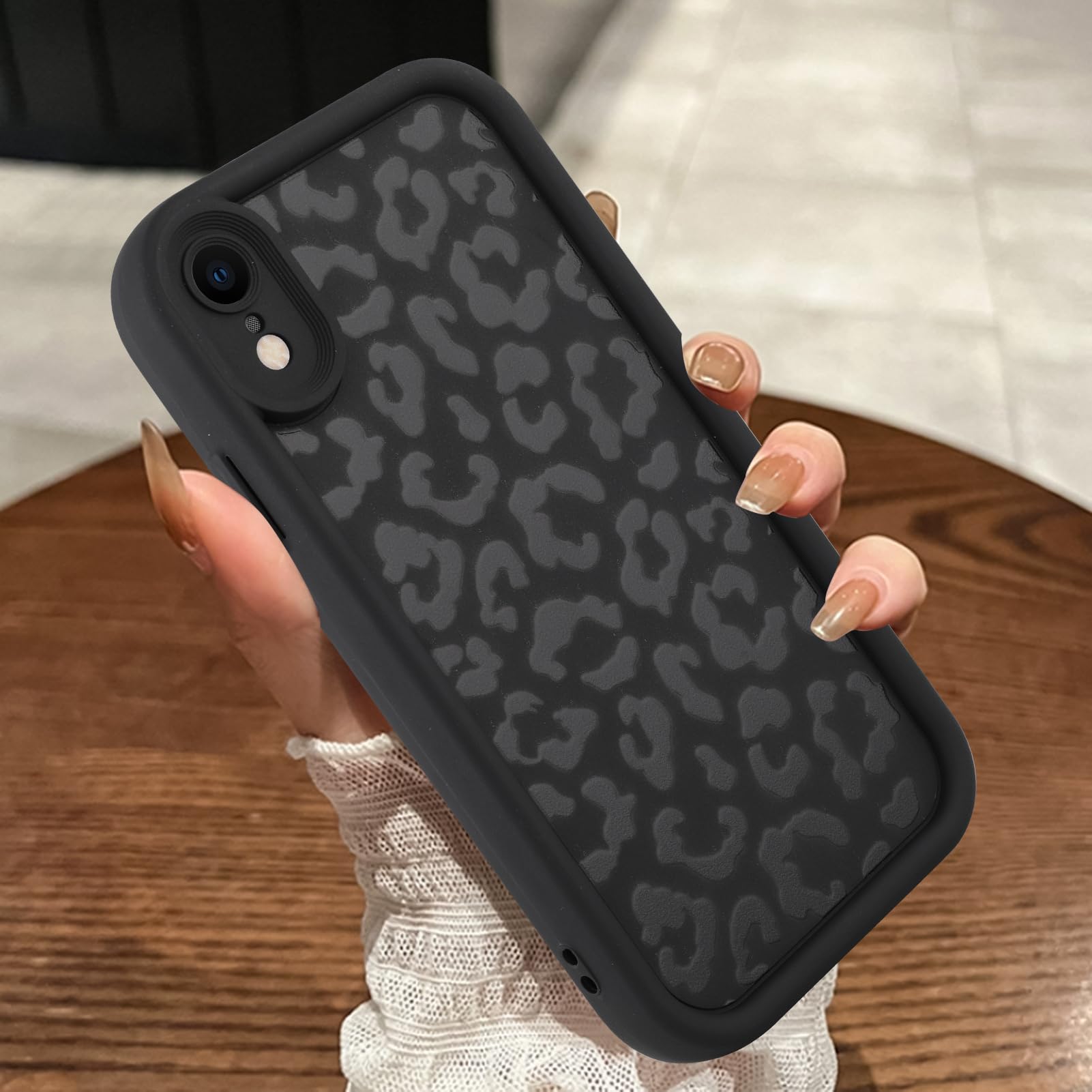 MOWIME Kompatibel mit iPhone XR Hülle, Gepardenmuster, stoßfest, weiche TPU-Schutzhülle für Frauen und Mädchen, schlanke Anti-Kratz-Leoparden-Hülle für iPhone XR 6,1 Zoll, Schwarz