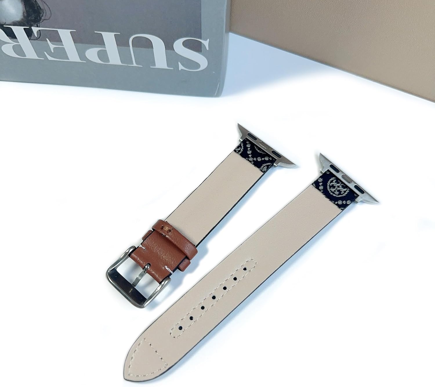 Sidart Luxury Soft Designer Leather Band Compatible with Apple Watch Series Ultra 9 8 7 6 5 4 3 2 1 SE, 38mm 40mm 41mm 42mm 44mm 45mm 46mm 49mm Single Tour for Women and Men - Image 2