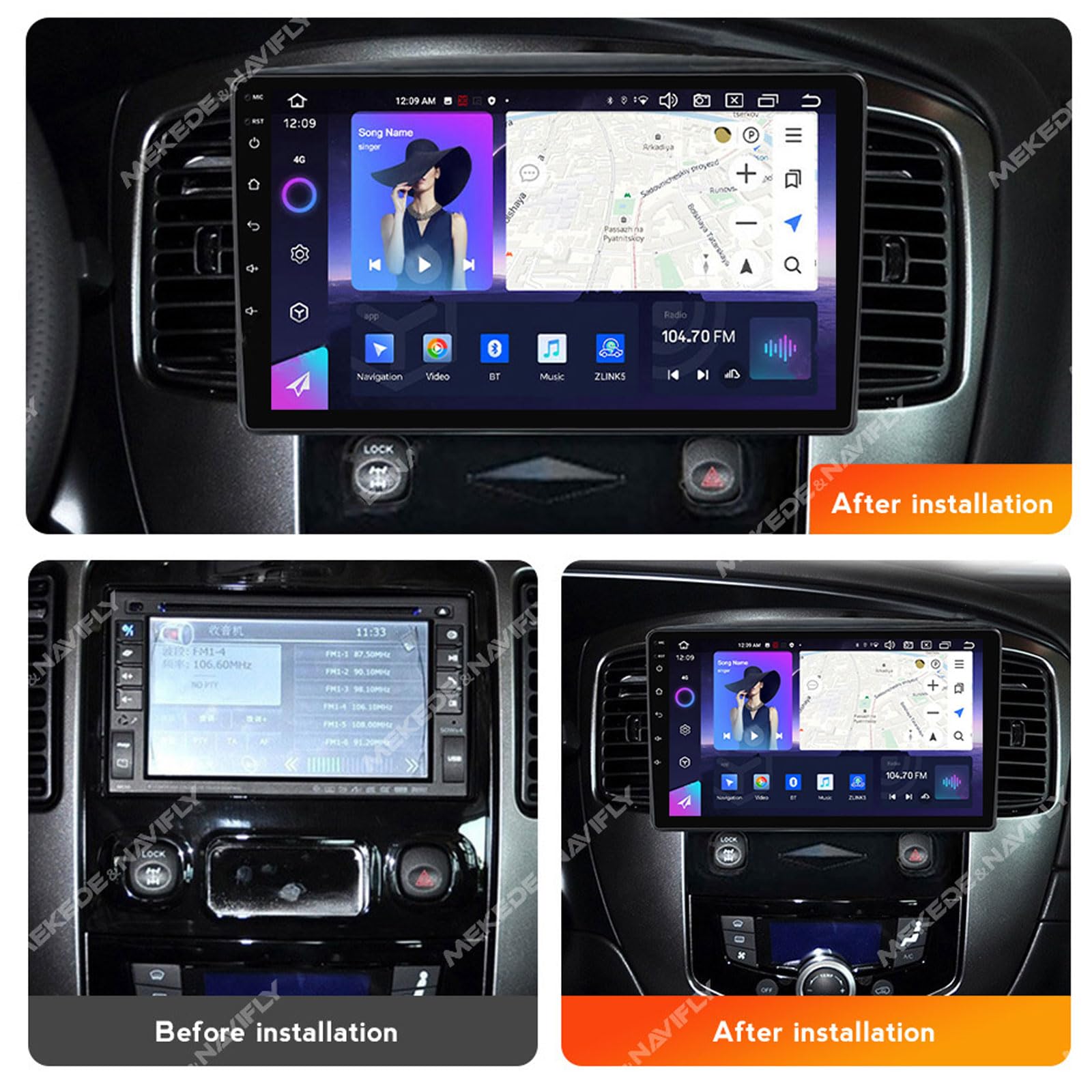 EsaSam Android 13 Car Stereo QLED Display Compatible with Ford Kuga 2008~2010 Touch Screen 9 Inch Car Radio with Car Play Bluetooth Navigation Android Car Radio FM RDS SWC,8 Core NF5 4G+64G