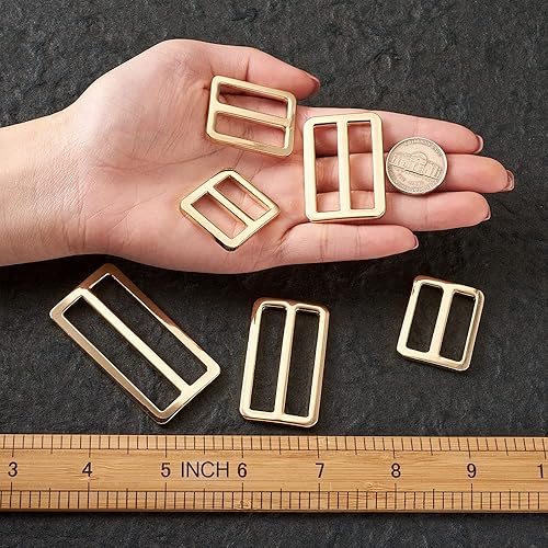 Vista 15 de Mega Pet Hebillas rectangulares Tri-Glide de aleación, 5 tamaños, hebilla ajustable de platino, cierres de cincha Tri Glide