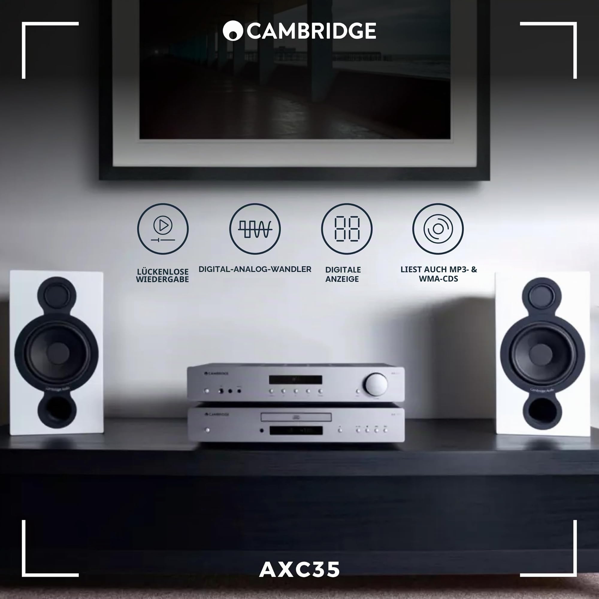 Cambridge Audio AXC35 – CD-Player, HiFi-CD-Player mit lückenloser Wiedergabe, Wolfson DAC & Digitalausgang für Heimstereoanlage – Lunar Grey