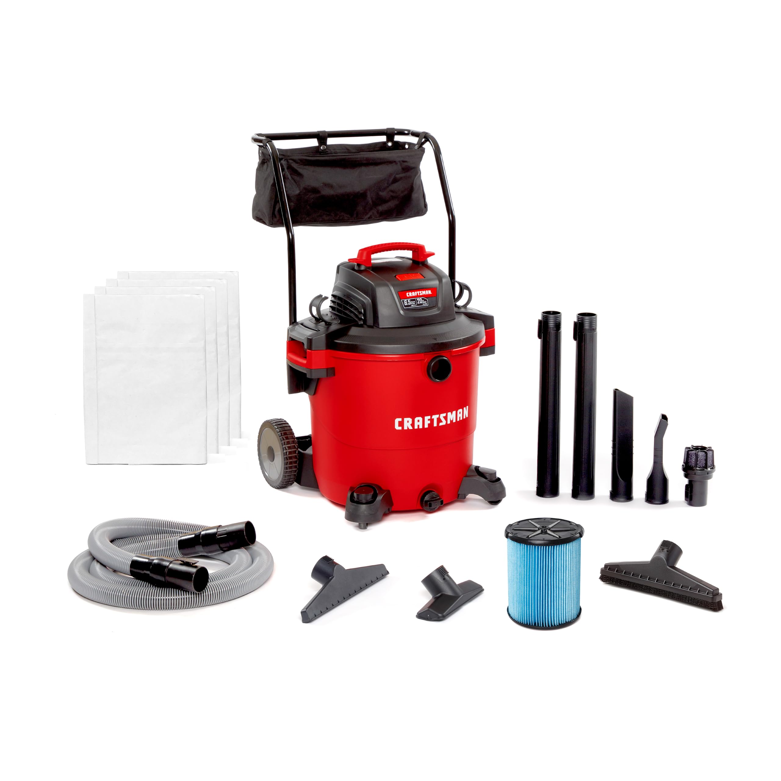CRAFTSMAN CMXEVBE17656 20 Gallon 6.5 Peak HP Wet Dry Vac with Cart Bundle