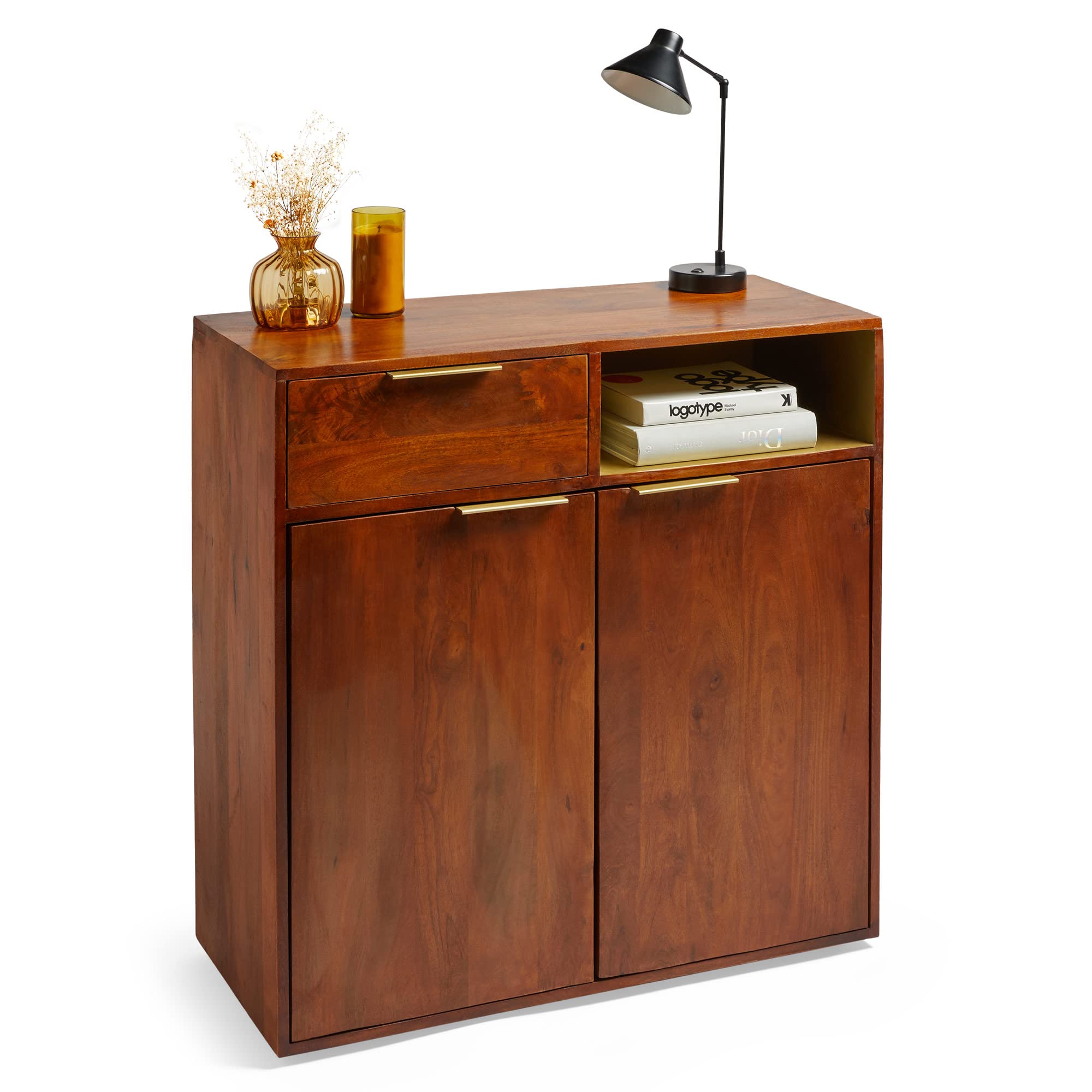 Buy Spinningfield 2 Door Sideboard Real Solid Mango Wood Sideboard Unit Mango & Brass Buffet