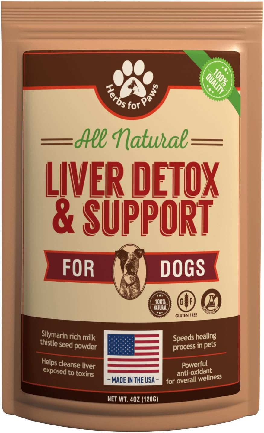 Milk Thistle for Dogs and Cats (120 grams), Liver Support for dogs, supplement without capsules, pills