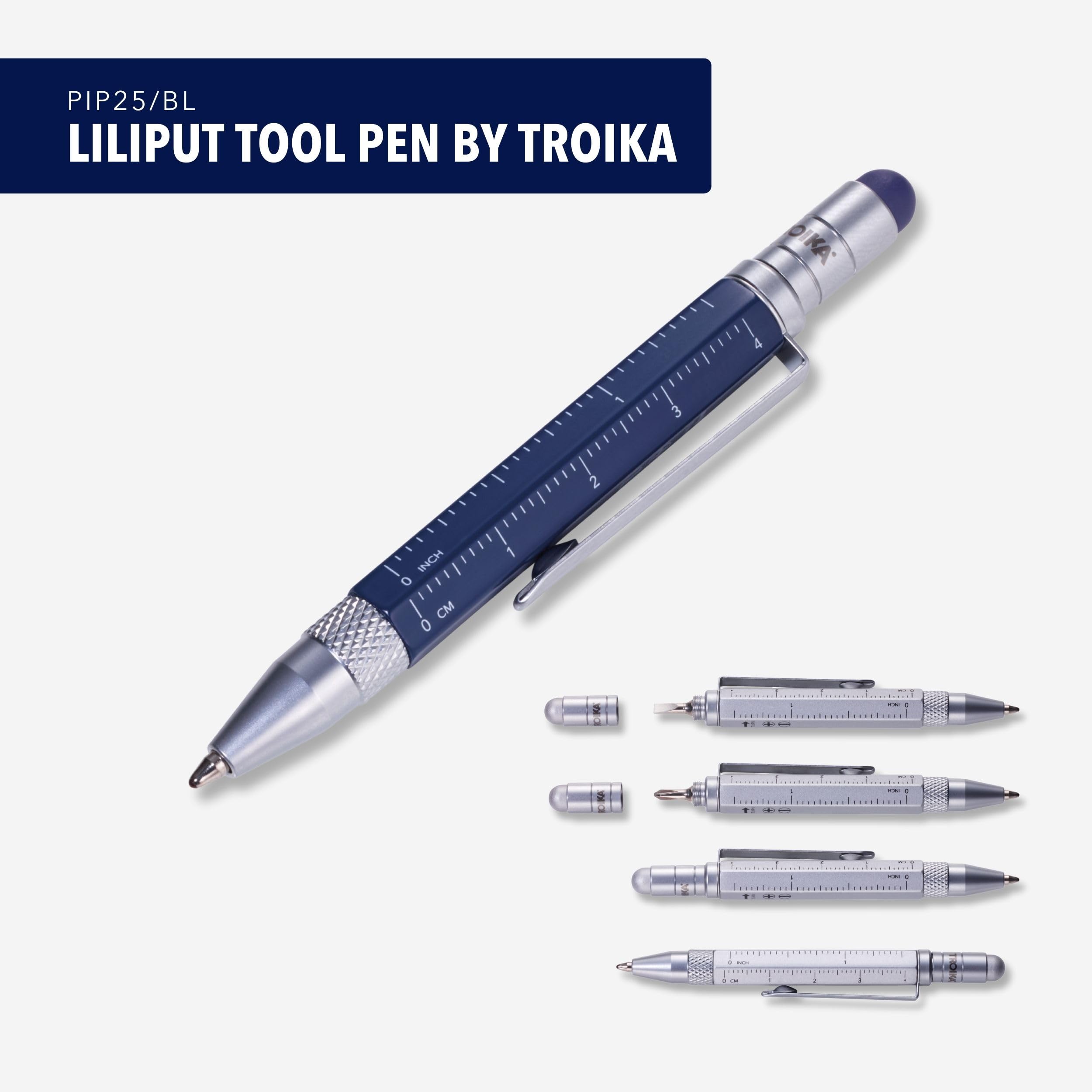 Troika Construction Liliput PIP25/BL długopis wielozadaniowy, linijka w centymetrach, śrubokręt krzyżakowy, rozmiar mały, niebieski wkład