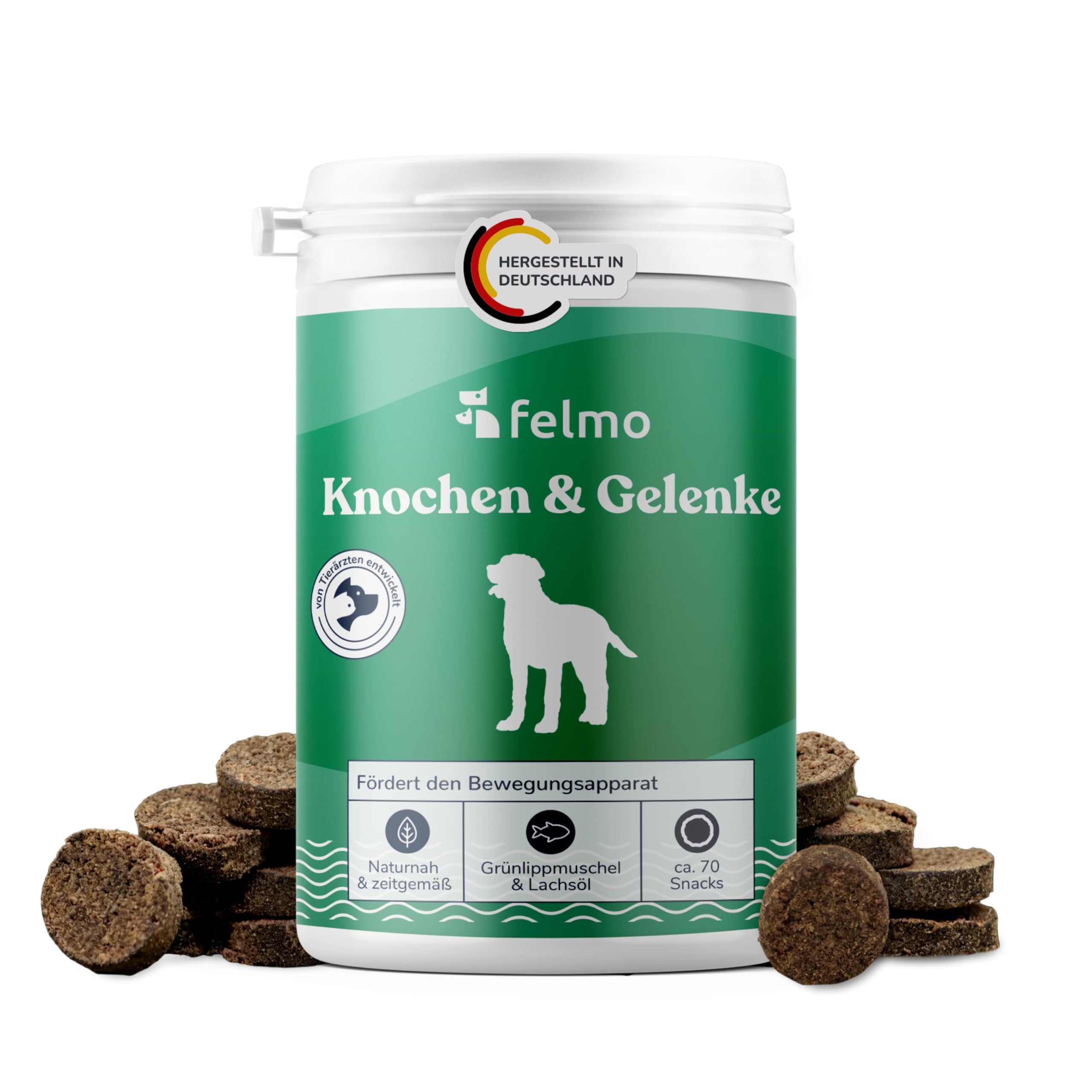 Hundesnacks mit Grünlippmuschel & Lachsöl – getreidefreie Kauartikel für Welpen, ausgewachsene Hunde und Senioren – sorgfältig hergestellte Leckerlis für aktive Vierbeiner, ca. 70 Stück