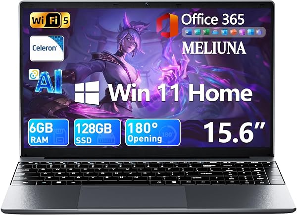 Portátil AI de 15,6 pulgadas con Office 365, 6GB RAM 128GB SSD