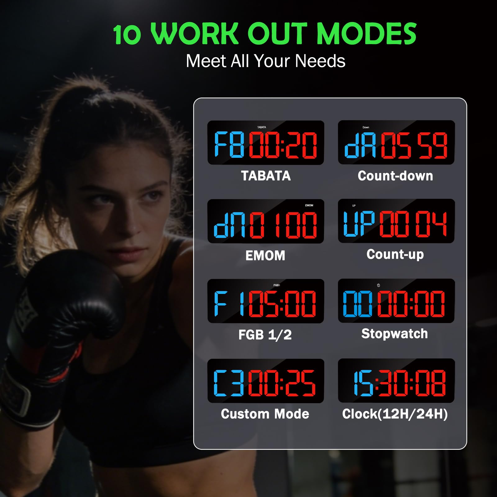 Timer Sport,Minuteur et Chronomètre Digital,Horloge Murale Numérique avec Télécommande,Gym Timer 12/24H pour Fitness Home Gym School