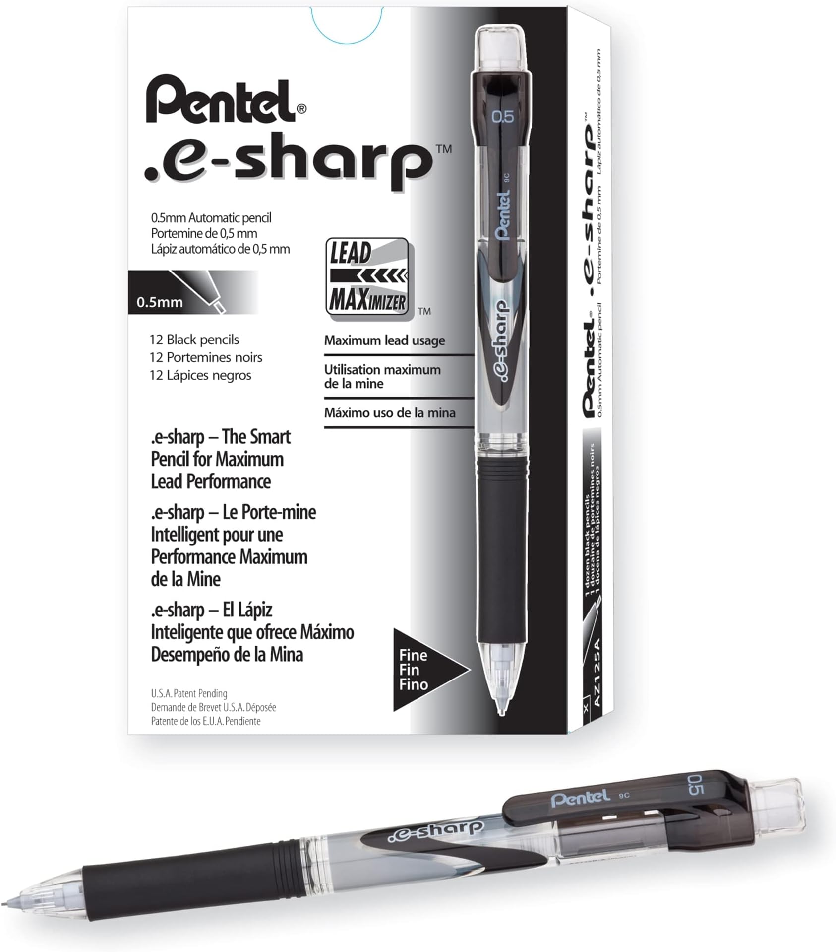 E-Sharp Mechanical Pencil, 0.50 mm, Black Barrel, Dozen Box (AZ125A)