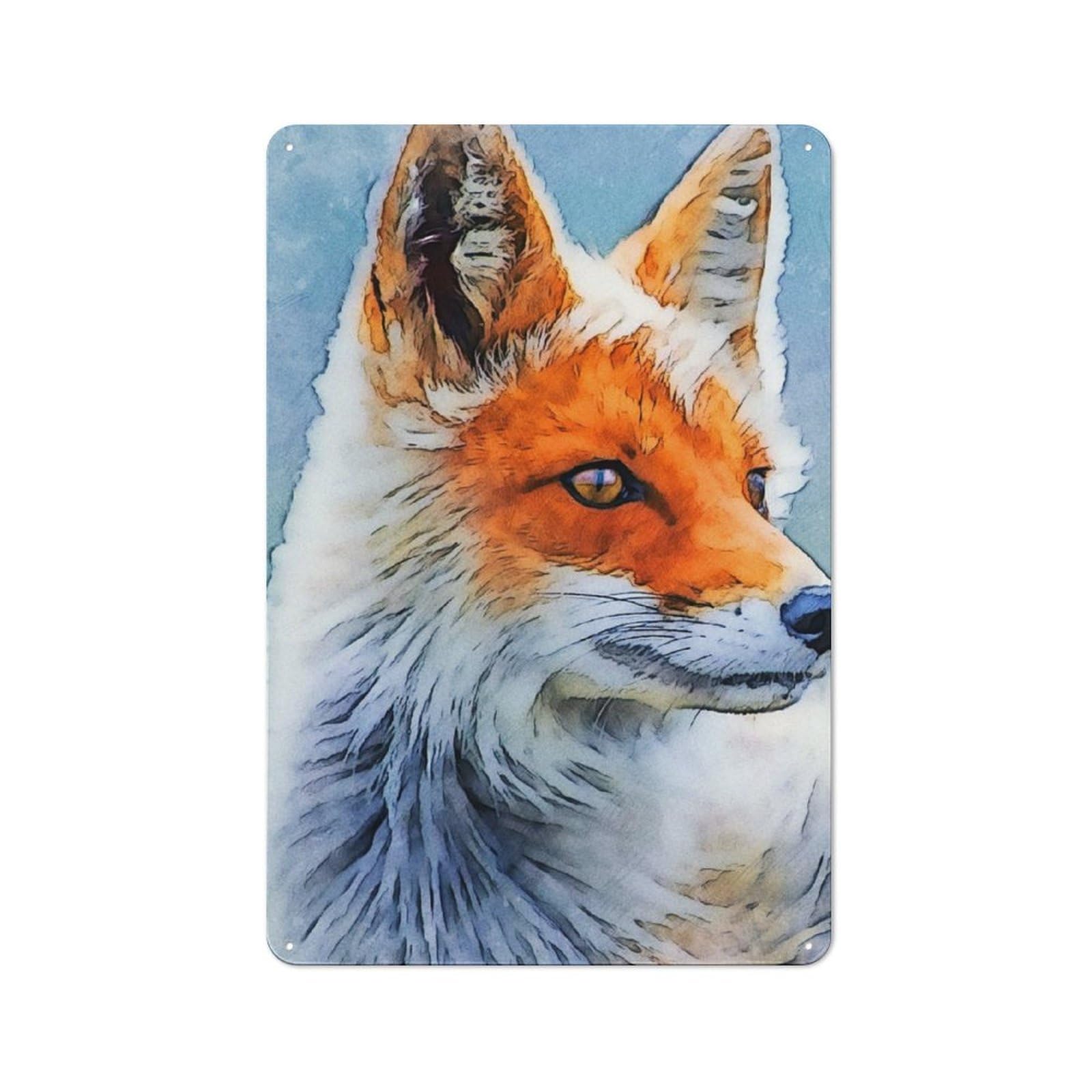 Junmoney Fox Industrial-Style Metal Sign 30X20cm For Home Bar Wall, Housewarming Wall Decor For People Furnishing Home Bar