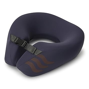 Assembly Comfortable Travel Neck Pillow - Pure Memory Foam Neck Support, Breathable & Machine Washable Cover, Ideal for Airplane Travel Kit (Blue) - image, photos