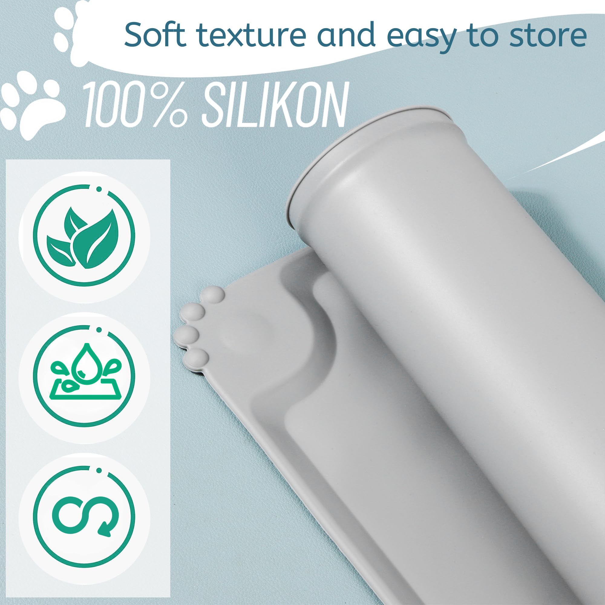 Tappetini Sottociotola Per Cani E Gatti - 2 Pezzi In Silicone 48x30cm, Impermeabili E Antiscivolo - Foto 10