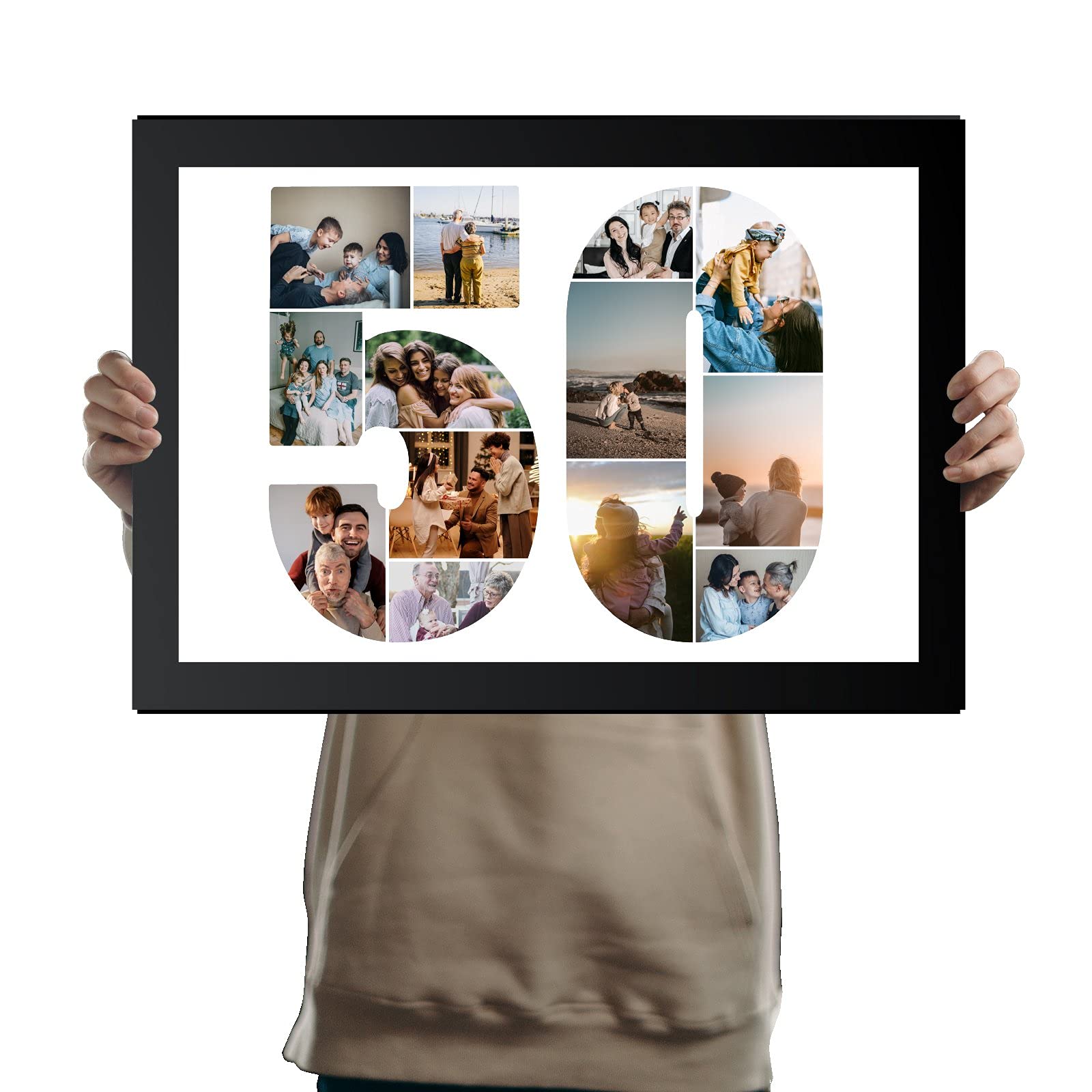 You Personalise 50th Birthday Personalised Photo Collage Framed Black A3