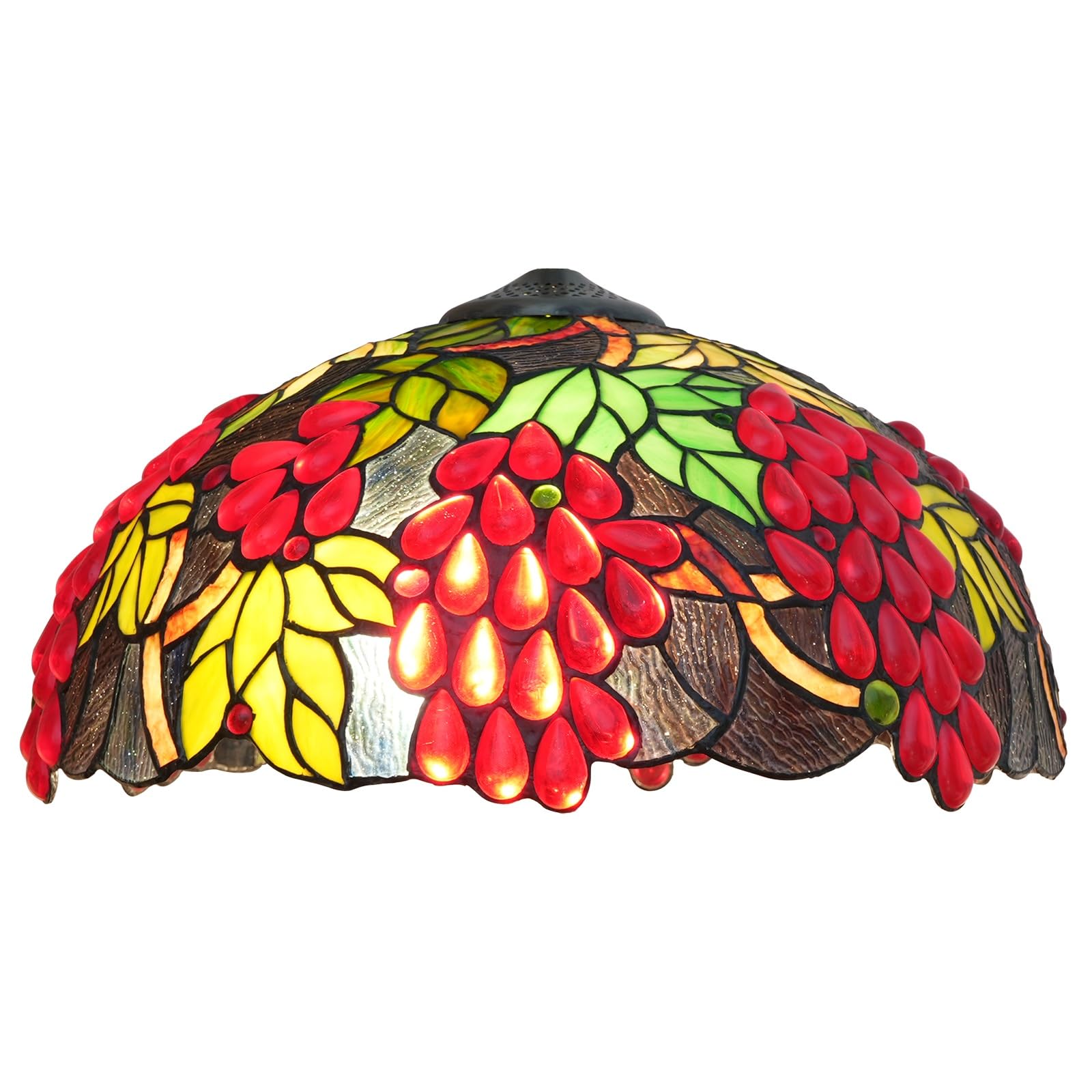 HJRegaFimu Shade Replacement 16" Harvest Grapes Stained Glass Lamp Thanksgiving Art Decor Lampshades Accessories Fit For Table Floor Pendant Light