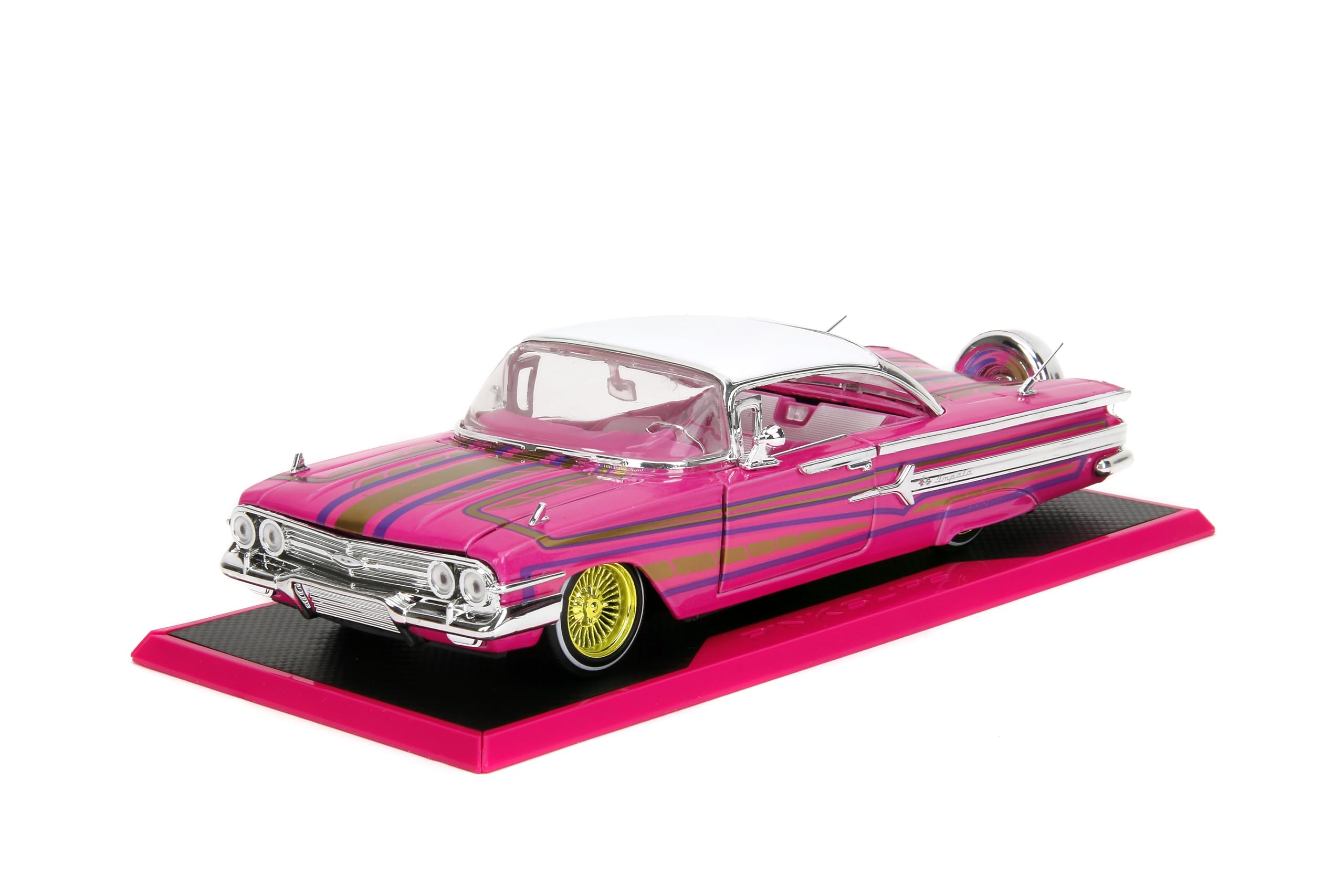 JADA Pink Slips 1:24-1960 Chevrolet Impala, Die-Cast Car with Base