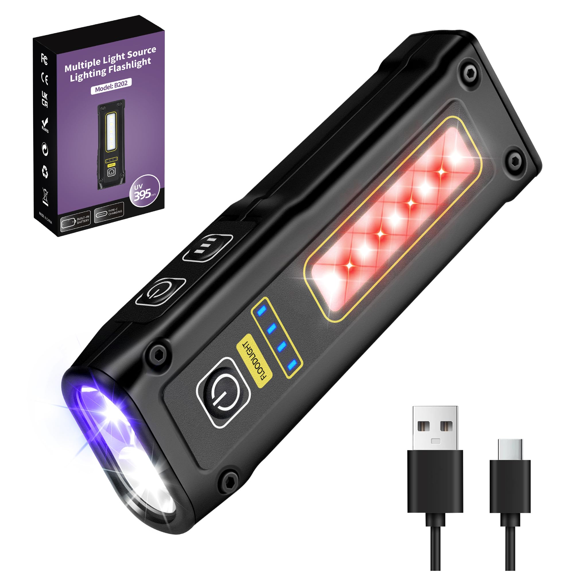 マグネット充電式LED懐中電灯 紫外線UVライト Amazon.co.jp: 懐中電灯 ledライト 充電式 紫外線 UVライト