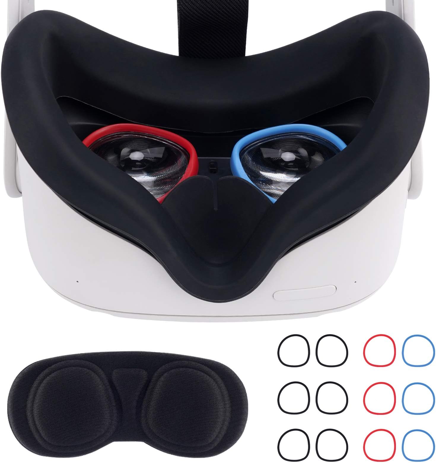 Lens Anti-Scratch Ring, Protect Glasses to Prevent Scratching VR Headset Lens Compatible for Oculus Quest 2/Quest/Rift S/Go, Bundled with Lens Protect Cover & Lens Cloth