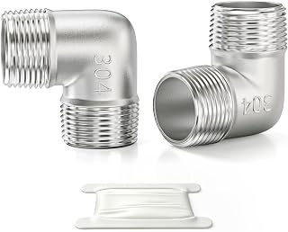 TAISHER 2PCS 304 Stainless Steel 90 Degree elbow,1-1/4" NPT Male × 1-1/4" NPT Male Thread Pipe Fitting