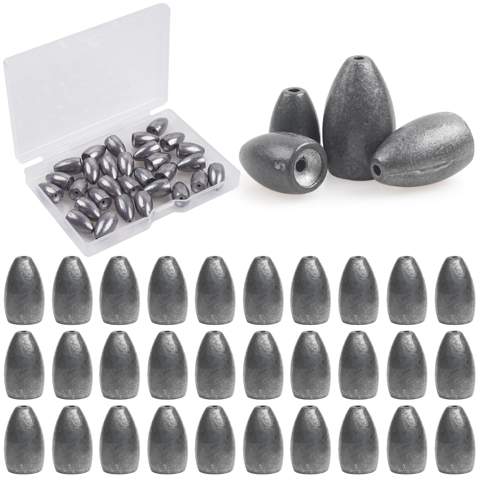 Fishing Weights Bullet Sinkers Flipping Weights for Bass Fishing Punching Carolina Rig Texas Rig Worm Sinker Freshwater Saltwater 1/8oz 3/16oz 1/4oz 3