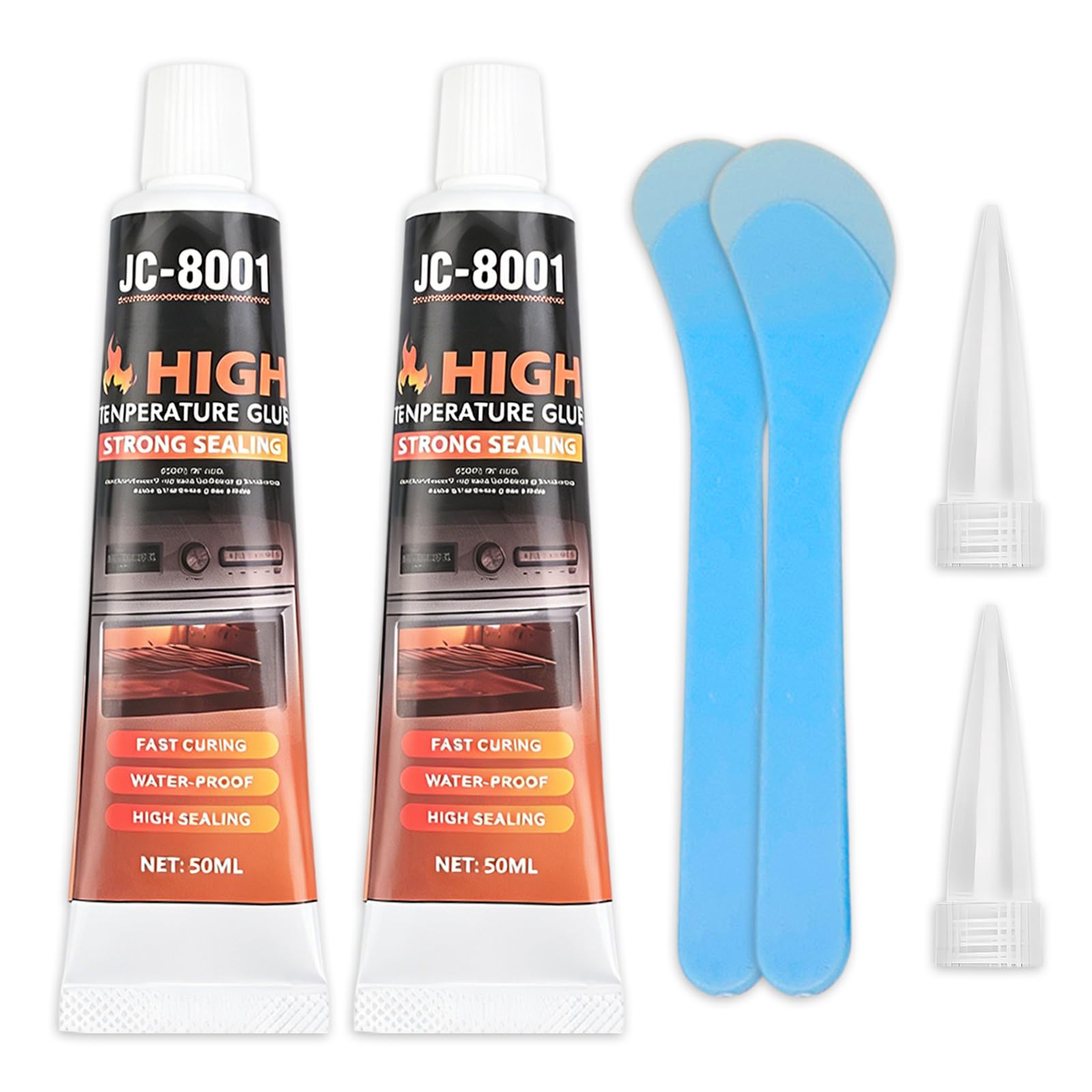 2 Pcs Heat-Resistant Glue, High-Temperature Silicone Sealant, for Sealing Glass Cooktops, Fireplaces, Grills, and Oven Doors