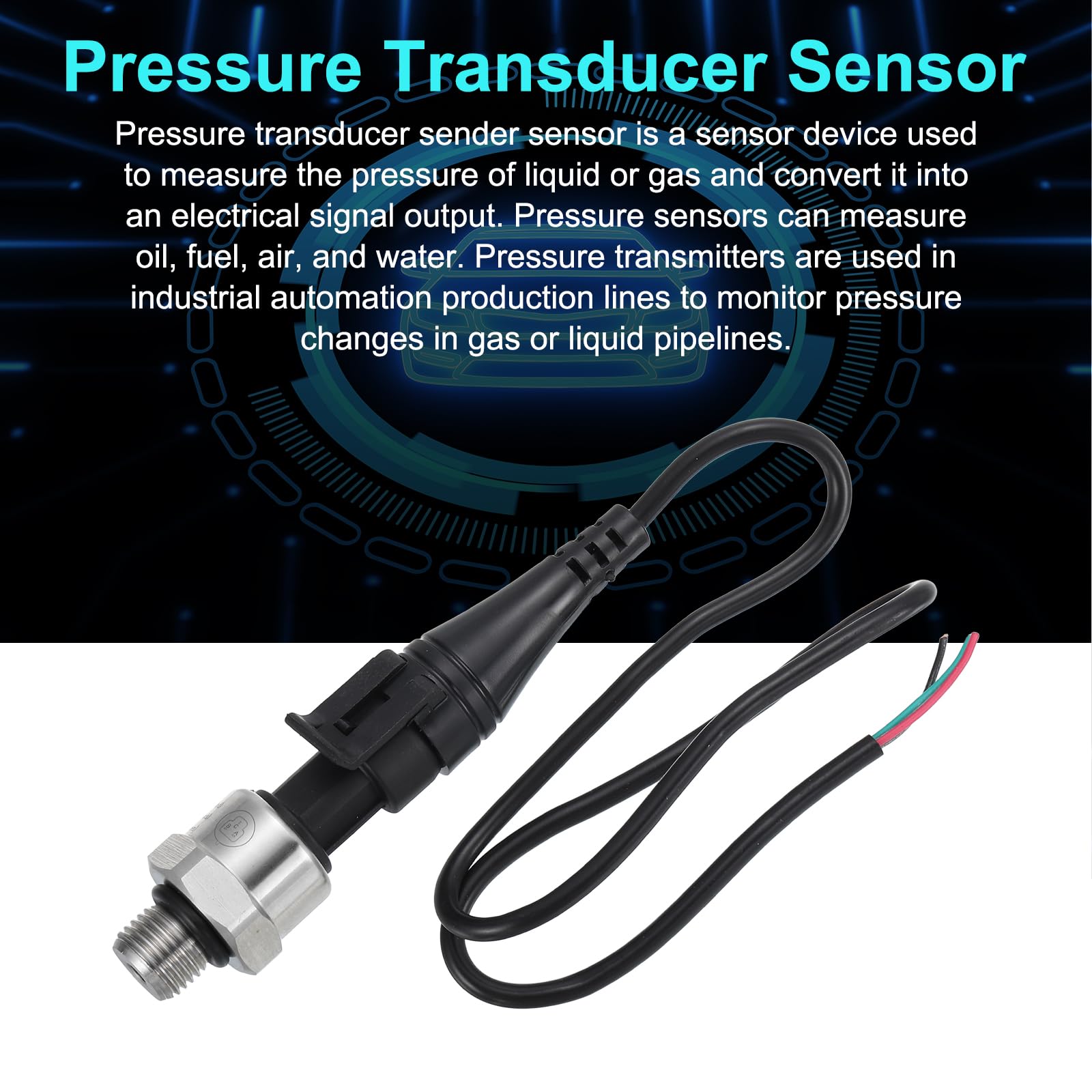 QUARKZMAN Sensore Di Pressione Trasmettitore Con Connettore G1/4" 200 PSI Acciaio Inox Per Olio Carburante Acquia Aria