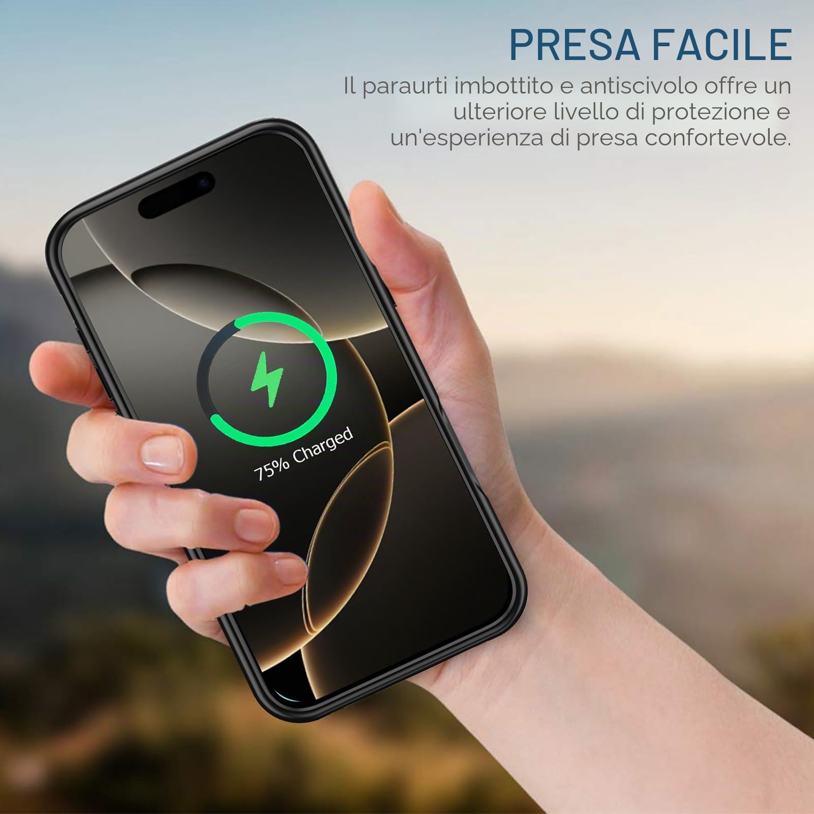 Custodia con batteria per iPhone 16 Pro Max, migliorata 12000 mAh, custodia protettiva portatile di ricarica wireless compatibile con iPhone 16 Pro Max (6,9 pollici), caricabatterie ricaricabile (nero