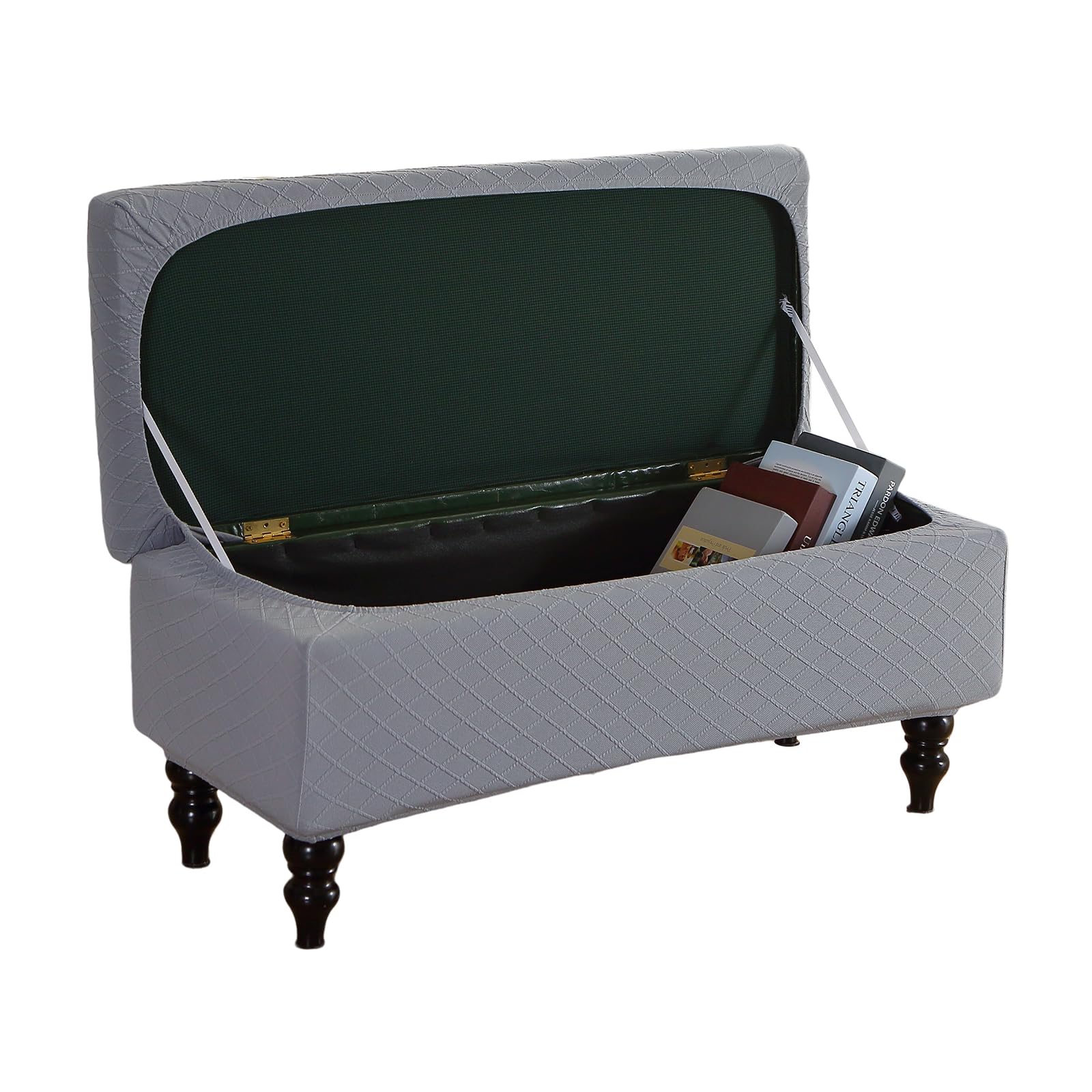 ( cover only) Ottoman Cover Stretch Storage Ottoman Bench Slipcover Jacquard Folding Storage Bench Ottoman Cover Footrest Stool Slipcover Footstool Protector Cover with Elastic Bottom,(120-160cm,L,38)