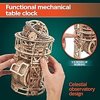 Vista 5 de UGEARS - Reloj de mesa astronómico con Turbillón - Rompecabezas de madera 3D para adultos, kit de modelo - Kit de reloj mecánico. Kits