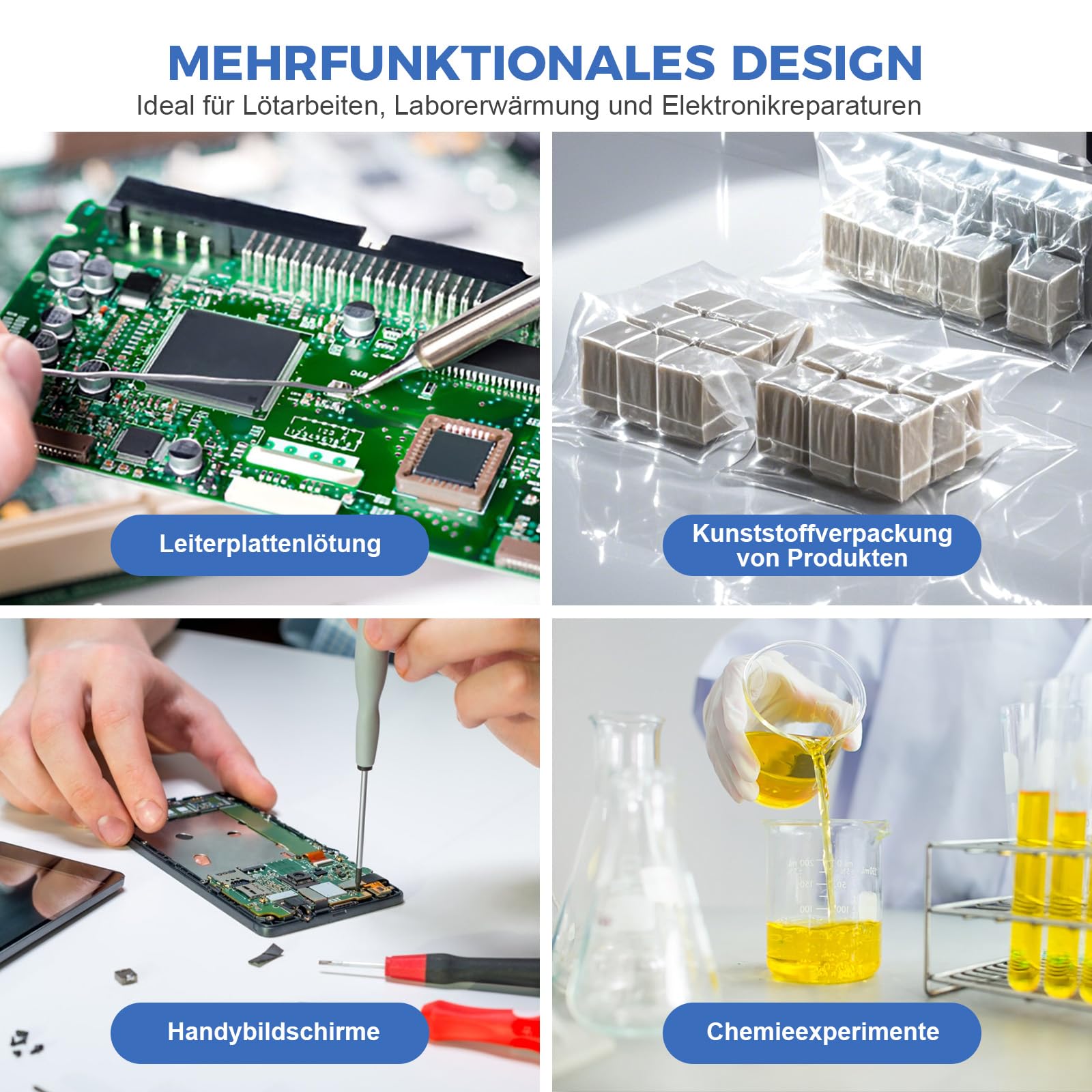PCB, piastra riscaldante elettrica, 800 W, stazione di riscaldamento a LED, microcomputer, 30 – 400 °C, stazione di preriscaldamento per riscaldamento dei componenti, SMD, rimozione PCB e saldatura