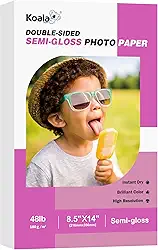 Koala Papel fotográfico semibrilhante dupla face, 21,5 x 35 cm, 100 folhas, 22 kg, para impressora a jato de tinta e laser para impressão de topo de bolo de cartão fotográfico