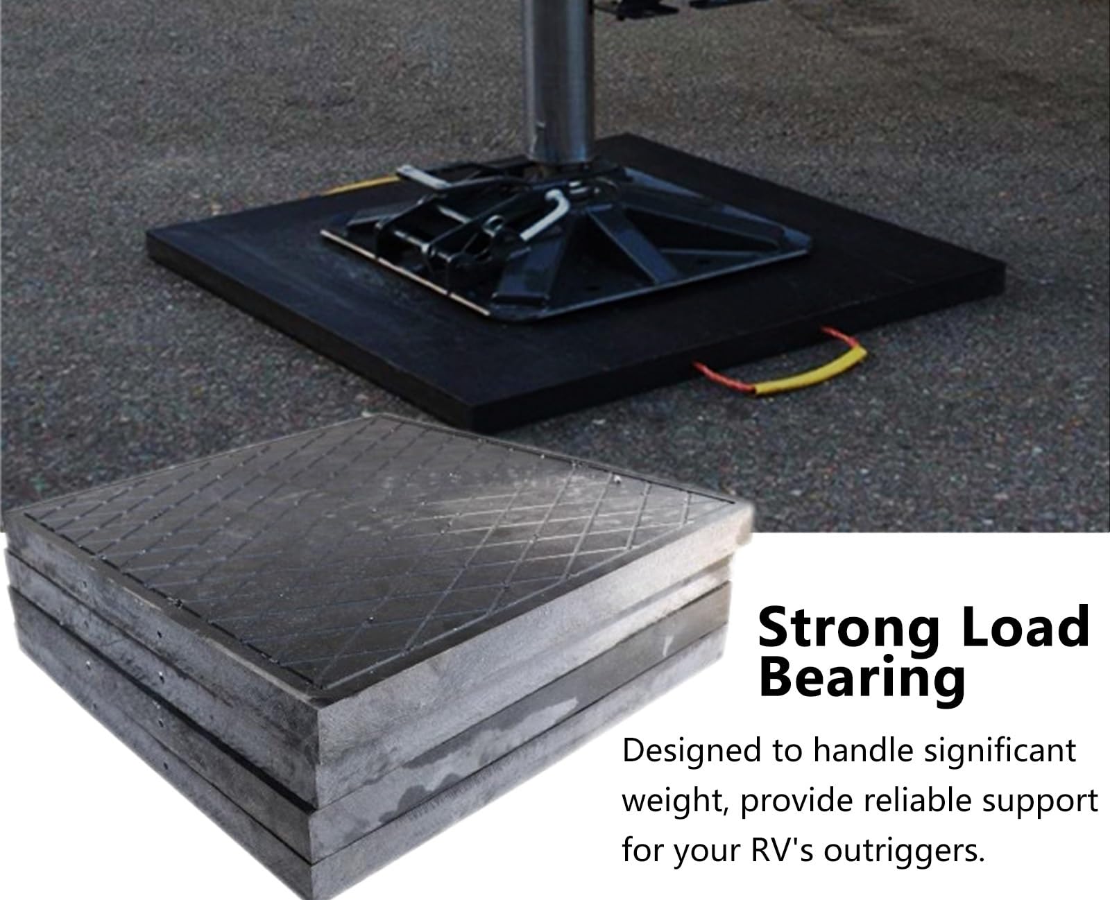 Coussinets de Vérins Stabilisateurs Plaque de support de stabilisateur comprenant des poignées de transport en corde, des patins de mise à niveau de grue pour caravane, camping-car, patins de support