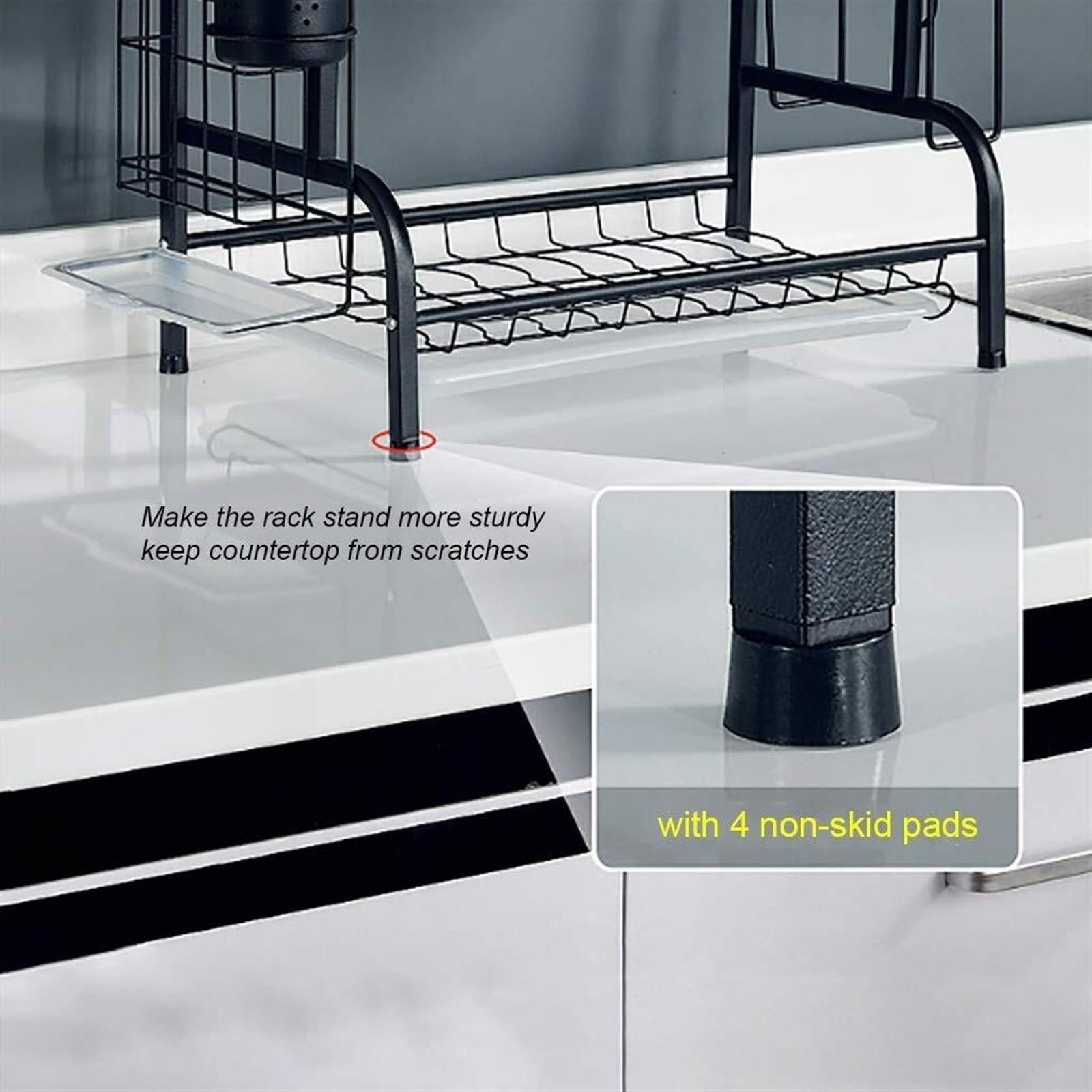 Escurreplatos Rejilla para Secar Platos De 3 Niveles, Acero Inoxidable, con Soportes para Utensilios, Cuchillos Y Tablas Cortar Organización Cocina(with no Holder)