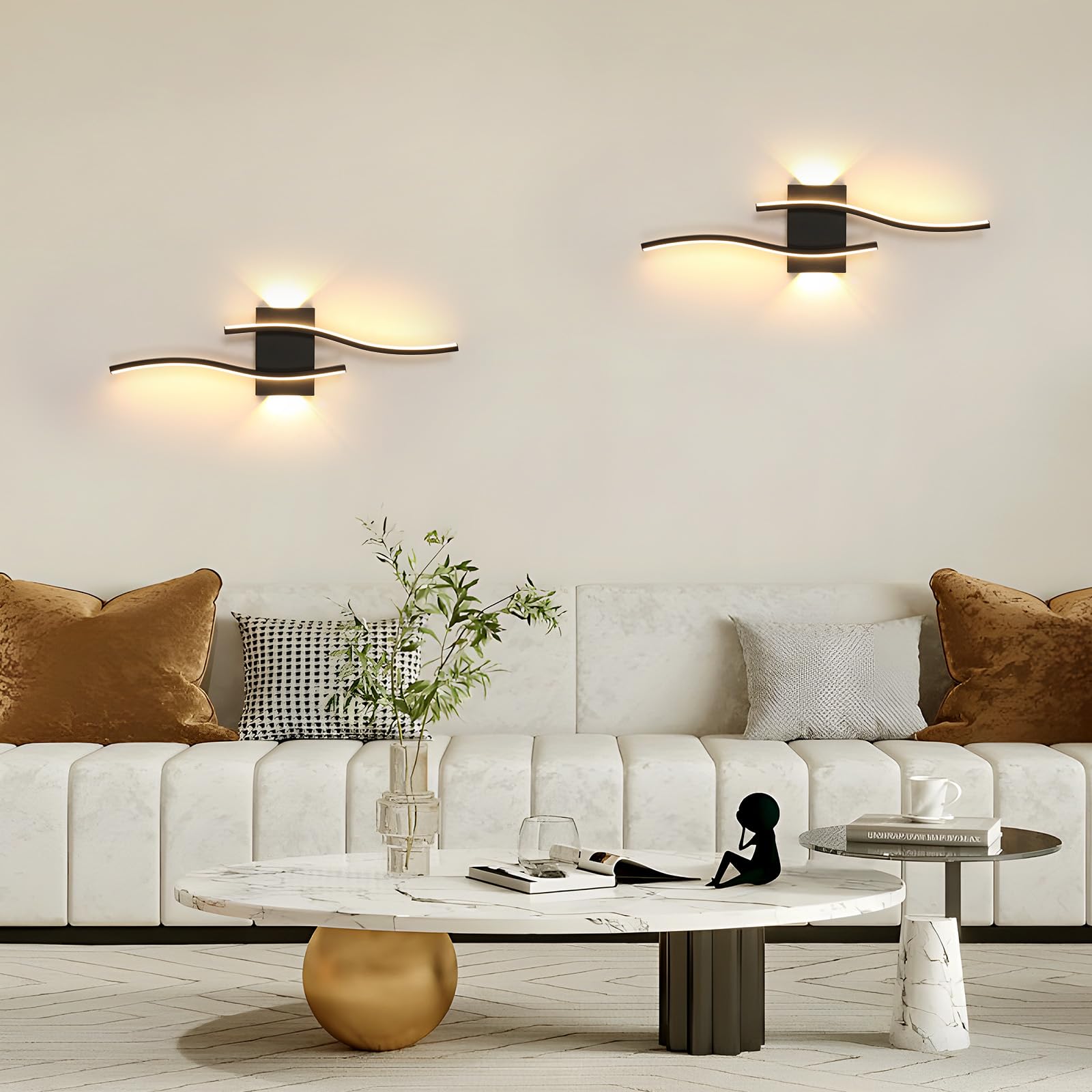Comely Applique da Parete Interno Moderna, 20W 2250LM Nero Lungo Lampada da Parete LED, Lampada a Muro in Alluminio per Soggiorno Camera da Letto Corridoio, Bianco Caldo 3000K