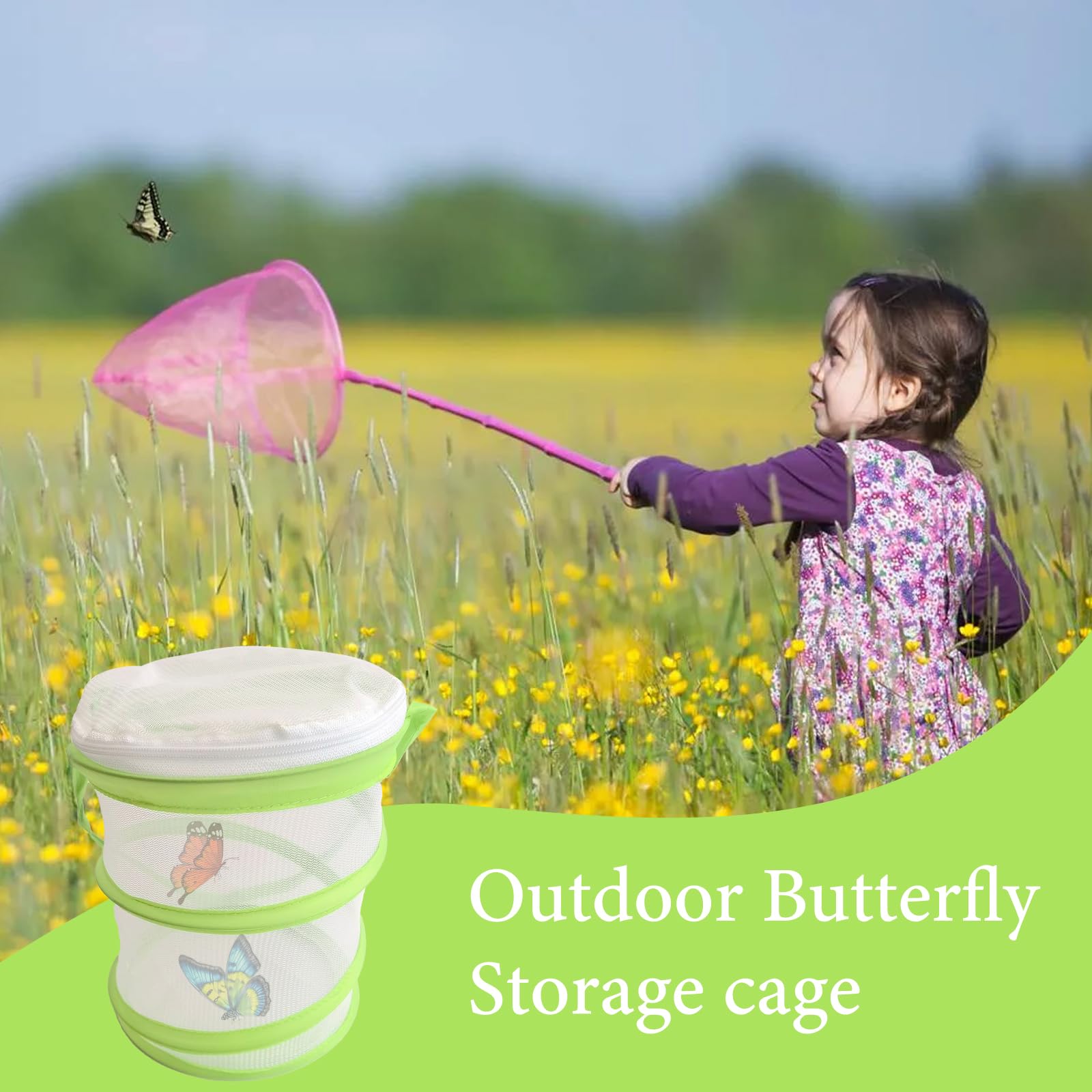 Butterfly Net,Stick Insect Starter Kit,Collapsible Bug Catcher Net,Butterfly Cage for Scientific Exploration — view 5