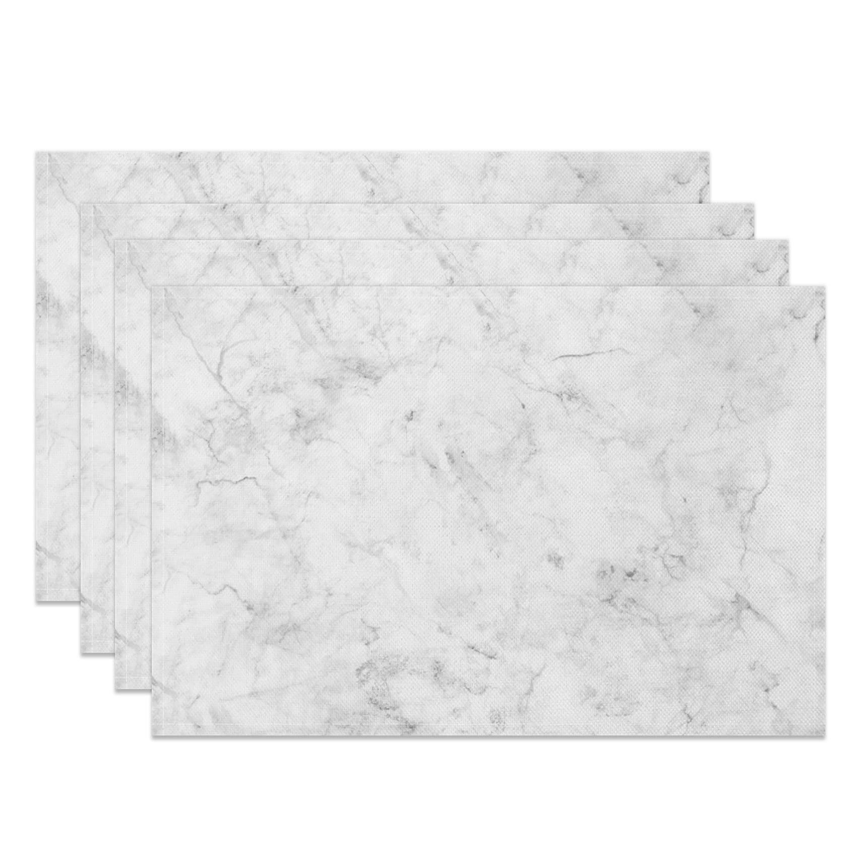 MIRRORANG Classic White Marble Placemats Set of 4 45x30cm Gray Elegant Place Mats for Kitchen Dining Room Table Mats Home Decor
