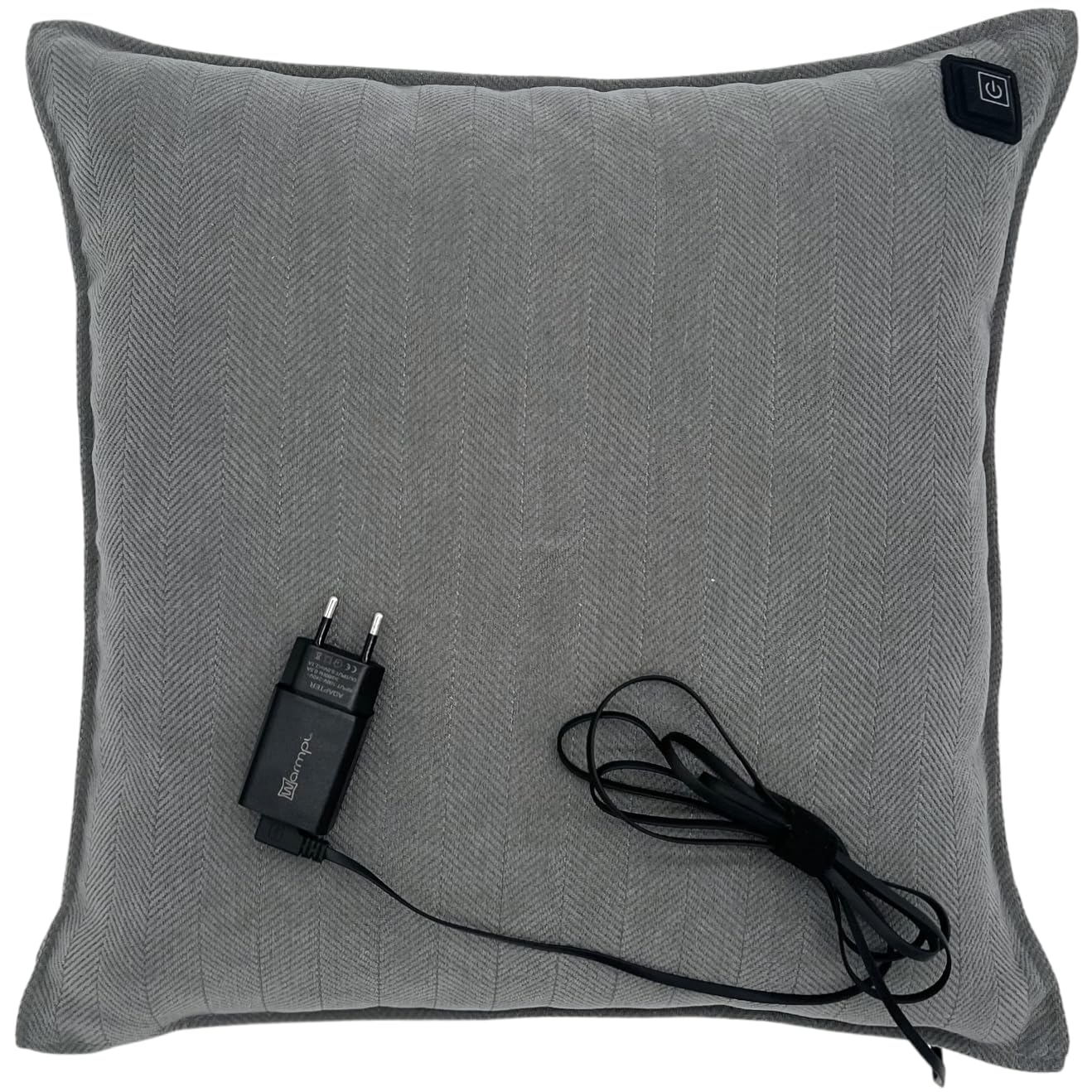 Infrarot-Heizkissen mit Stecker 45x45 cm – 3 Heizstufen, über Steckdose, USB oder eigene Powerbank nutzbar (Powerbank nicht enthalten) – Anpassbare Dicke, ideal als Rücken- oder Sitzkissen